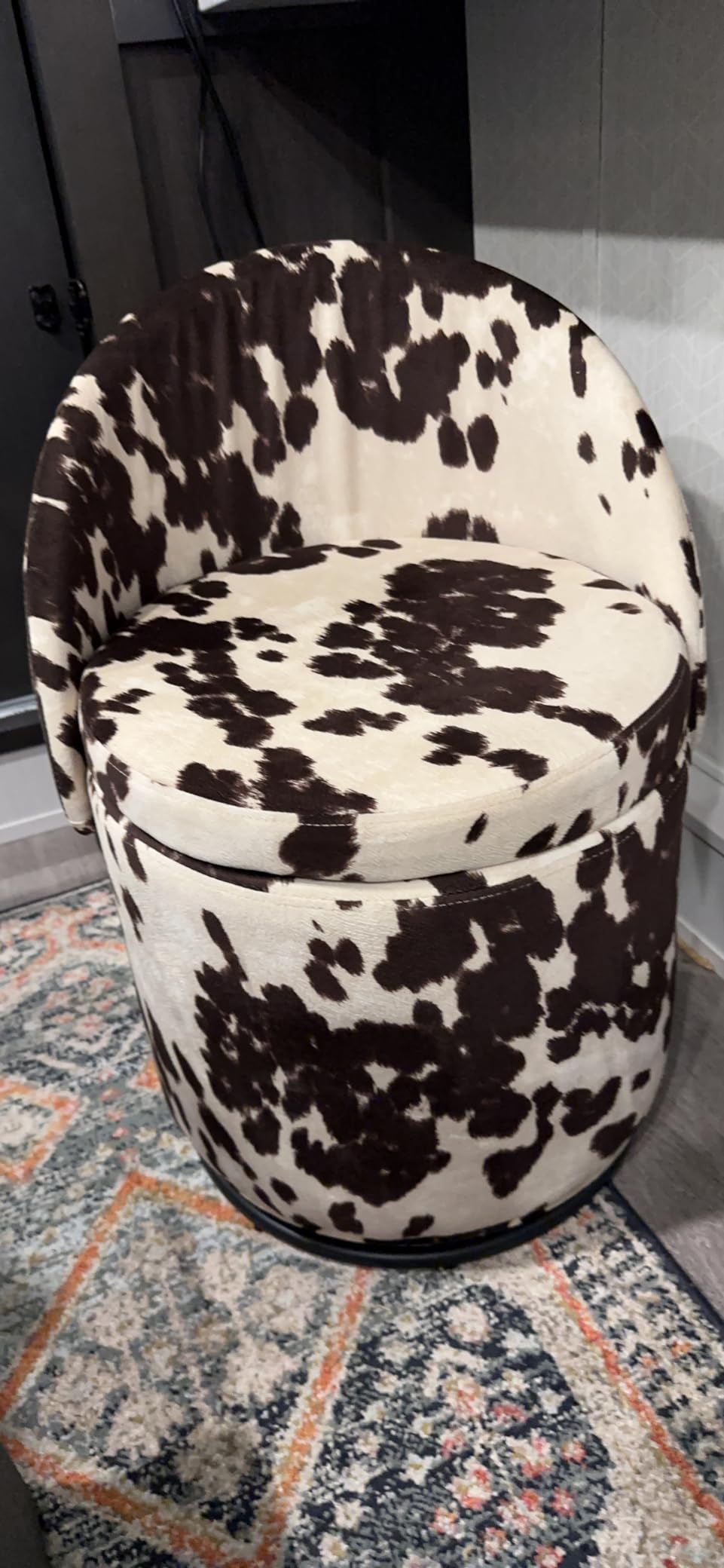Ya-Home Modern Swivel Ottoman Vanity Chair, Sherpa Upholstered Barrel Club Chairs 360° Degree Swivel Side Chair with Storage, Comfy Makeup Stool for Bedroom Living Room, White customer photo 1