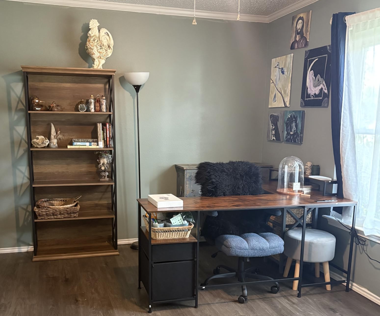 Furologee 66 L Shaped Desk with Power Outlet, Reversible Home Office Desk with File Drawer, 2 Monitor Stands, Storage Shelves, Corner Computer Table for Gaming, Writing, Rustic Brown customer photo 2