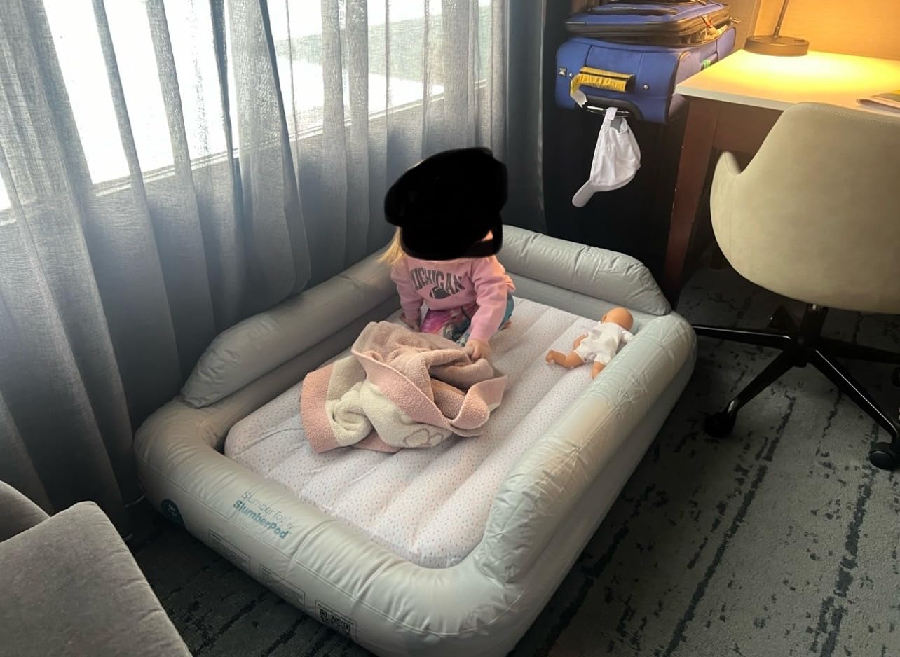 SlumberPod SlumberTot Inflatable Toddler Travel Bed - Portable Kids Air Mattress with Safety Bumpers - Includes Electric Pump customer photo 1