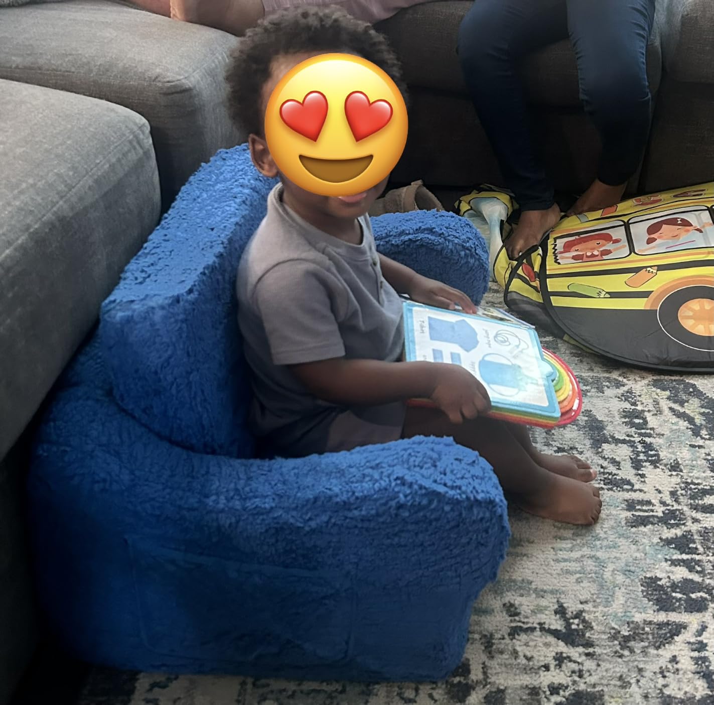 MOMCAYWEX Kids Sofa Chair, 2-in-1 Foldable Couch, Sherpa, Cream | Fold-Out Sofa Furniture, Removable Washable Soft Cover, Lightweight, Reading Playing Comfy Convertible Chair, Boys Girls customer photo 1