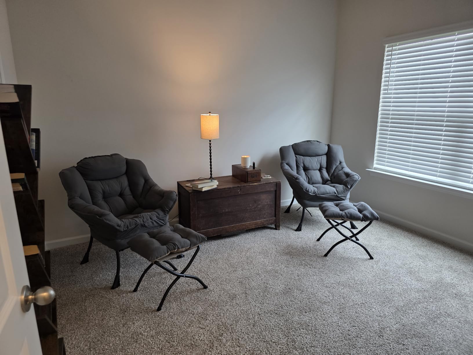 Tiita Lazy Chair with Ottoman, Comfy Reading Accent Chair, Plush Beige, Foldable Footrest, Padded Seat and Backrest, Side Pocket for Lounging in Living Rooms, Bedrooms, Dorms and Small Spaces customer photo 2