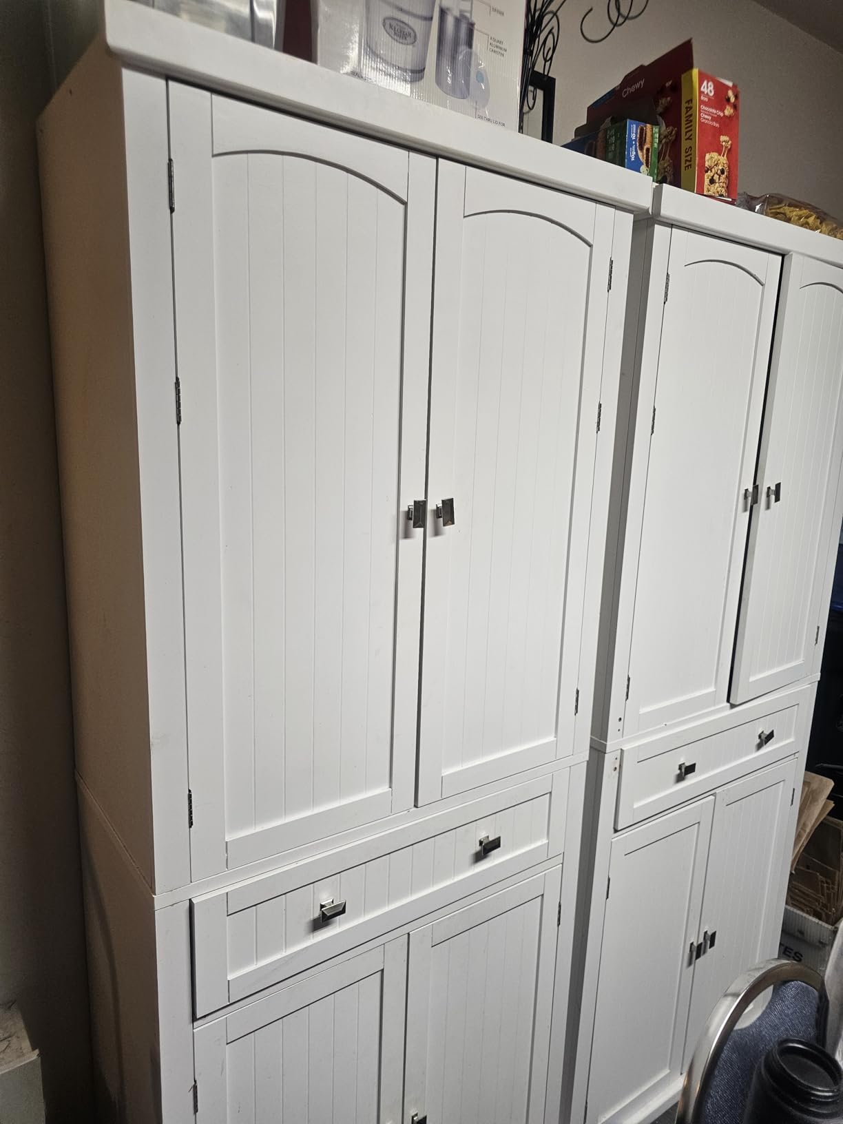 VASAGLE Pantry Cabinet, Freestanding Tall Cupboard with a Drawer | 15.7 x 30 x 71.7 Inches, 2 Cabinets, 4 Adjustable Shelves, White, HELAN Collection UBBC561P31V2 customer photo 2