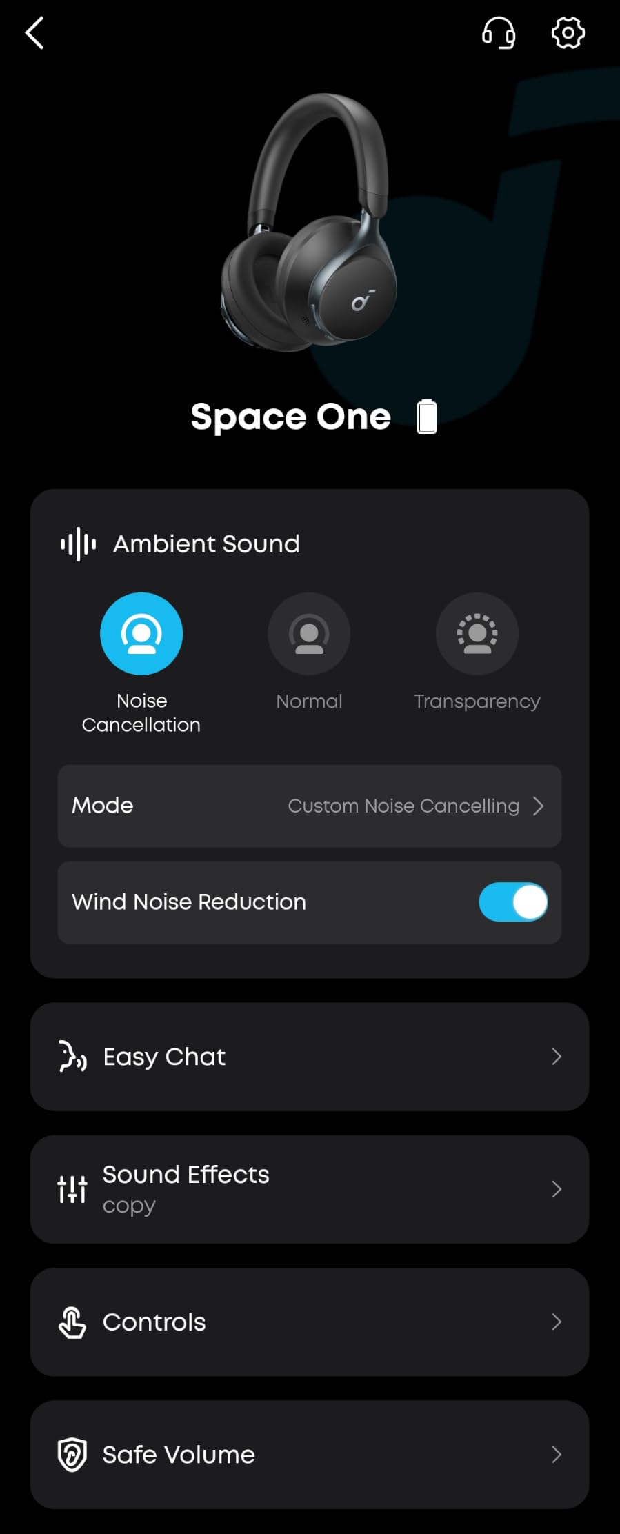 Soundcore Anker Space One ANC Over-Ear Headphones, Voice Reduction | Active Noise Cancelling, Comfortable Fit, Bluetooth, 40H ANC Playtime, App Control, LDAC Hi-Res, 3 Mics with AI, Travel-Ready customer photo 2