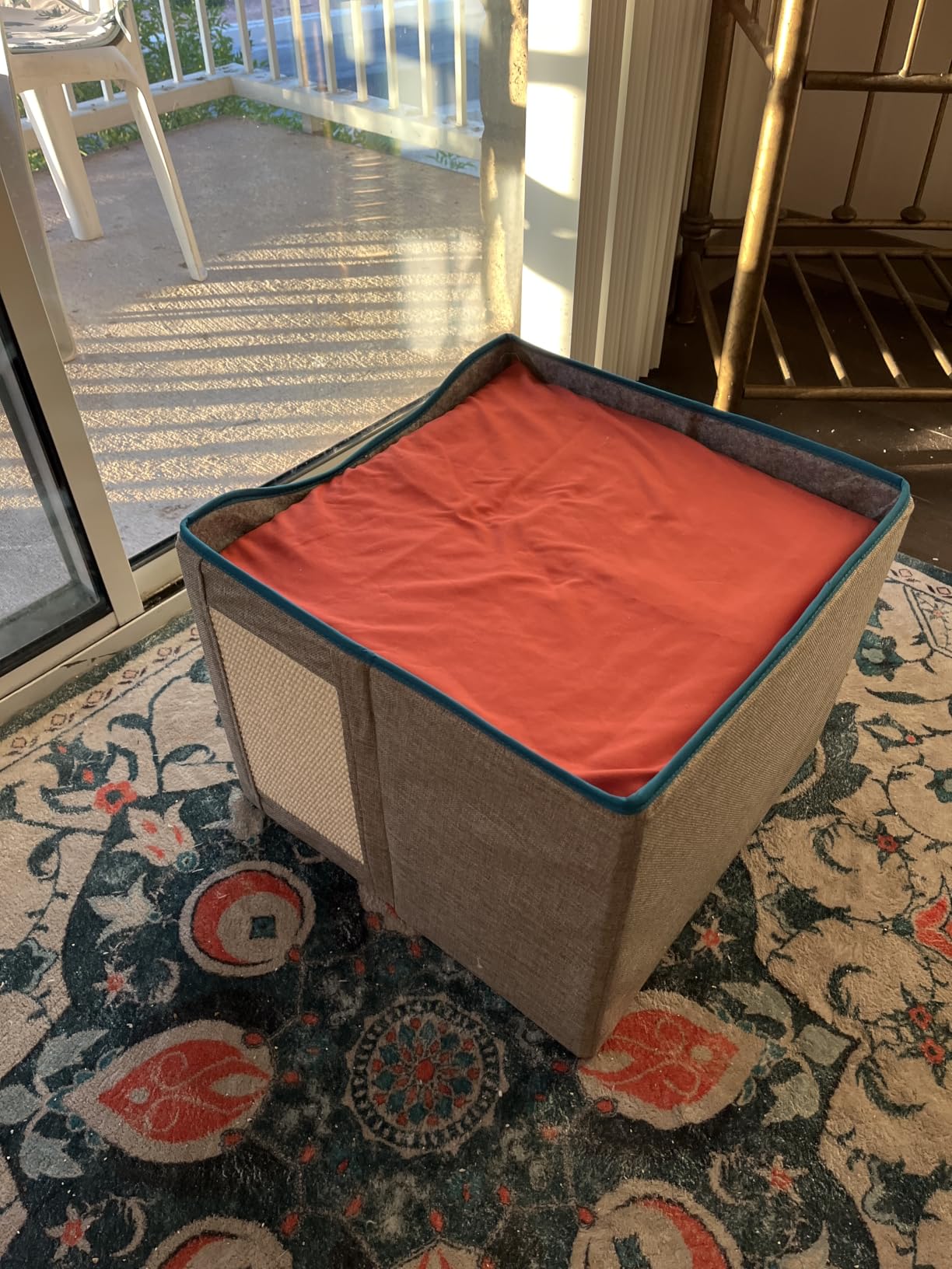 Bedsure 2 Story Cat House for Indoor Cats with Scratch Pad, 18x14x23 Grey, Cat Bed Condo for Multiple Pets, With Fluffy Ball, Foldable Hideaway Pet Cave Cube for Sleeping Kitten customer photo 1