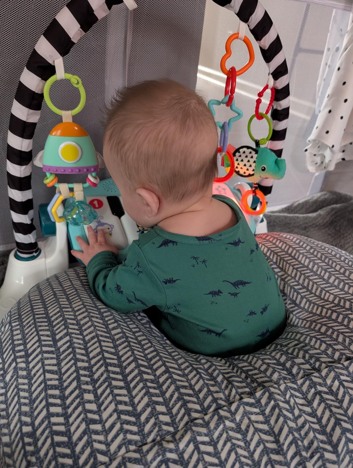 Fisher-Price Baby Playmat Glow and Grow Kick & Play Piano Gym, Blue Musical Learning Toy with Developmental Activities for Newborns 0+ Months customer photo 1