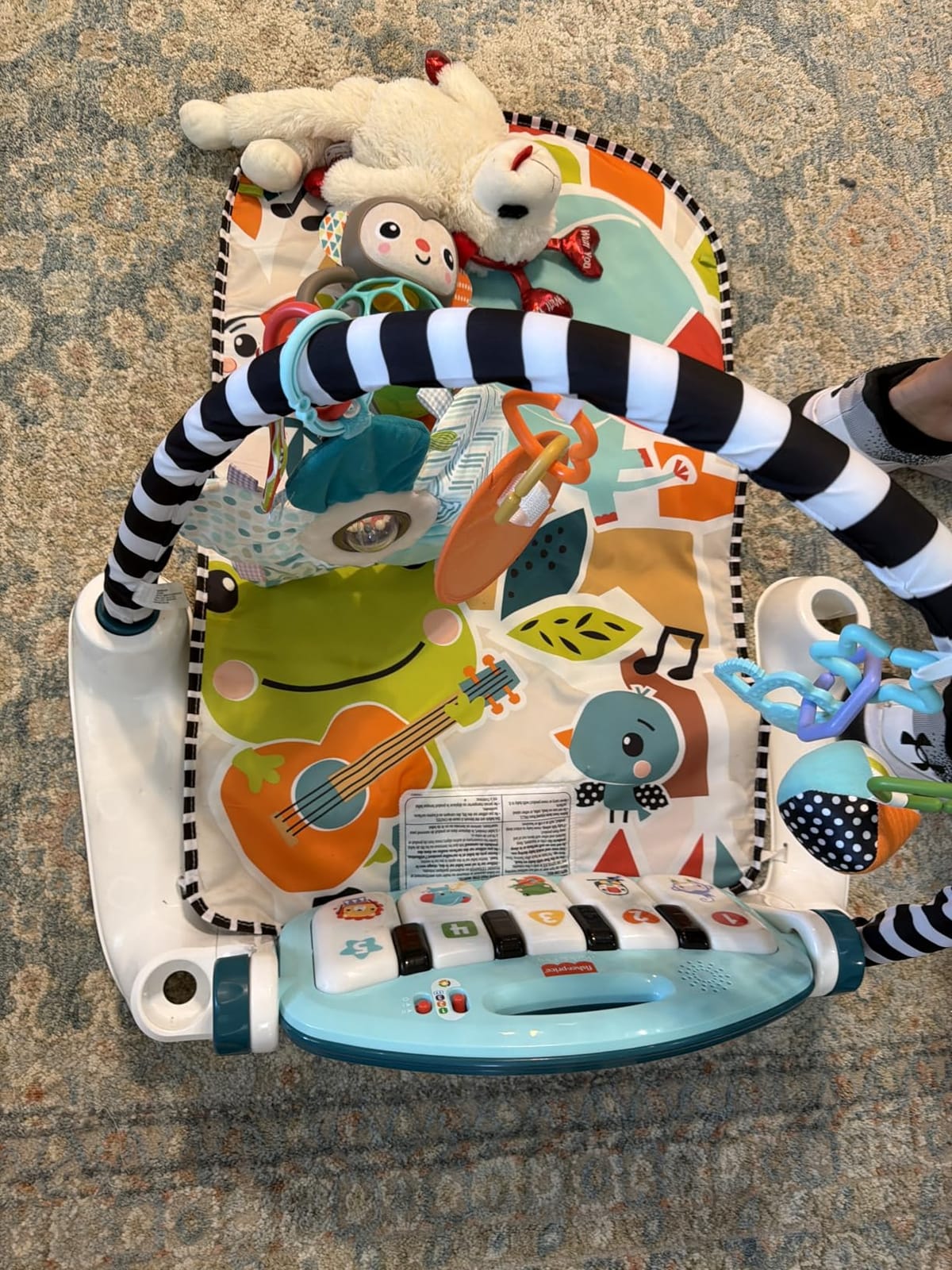 Fisher-Price Baby Playmat Glow and Grow Kick & Play Piano Gym, Blue Musical Learning Toy with Developmental Activities for Newborns 0+ Months customer photo 2