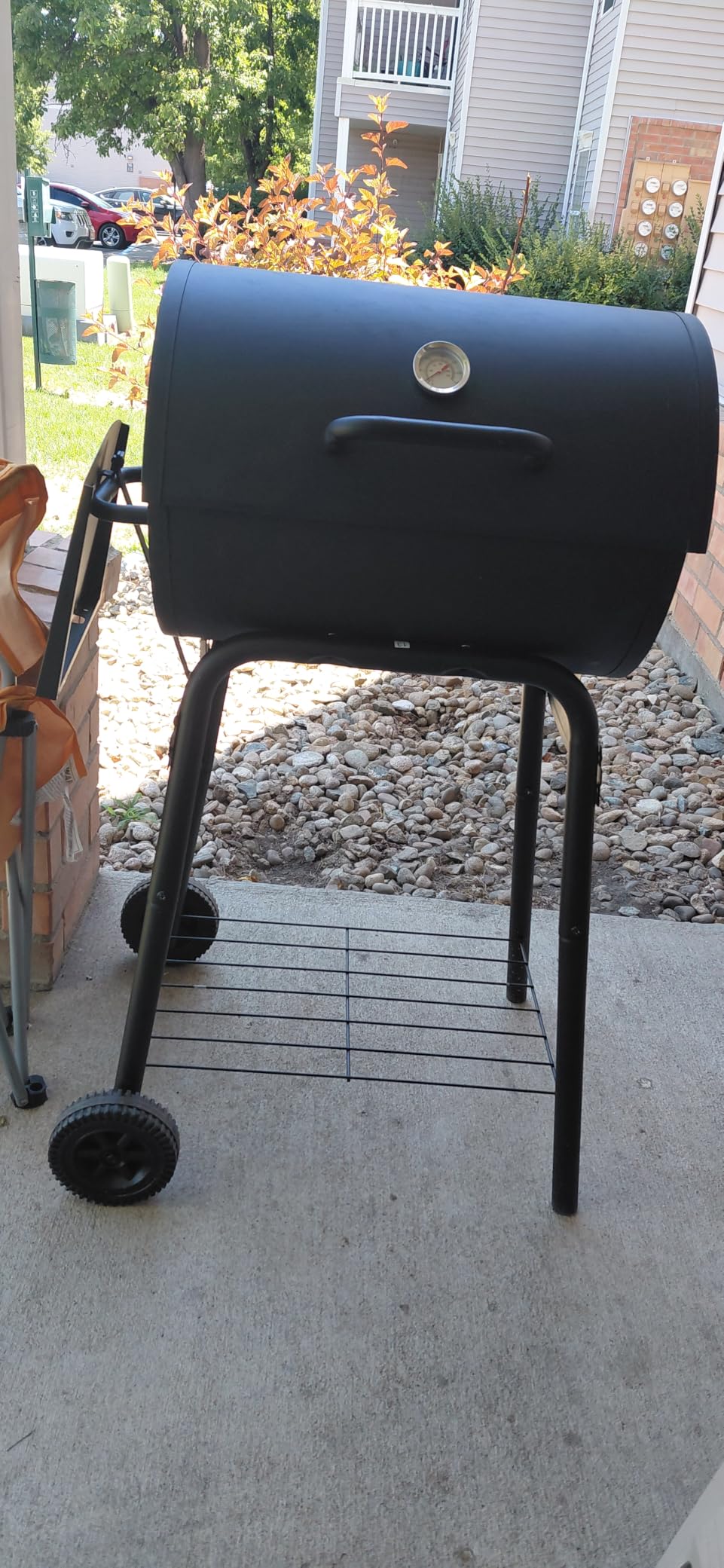 Charcoal Grill with Side Table, Barrel BBQ Grill 500 Sq In Cooking Area | Charcoal Outdoor BBQ Grill, for backyard, camping and picnic outdoor barbecue cooking by DNKMOR customer photo 2