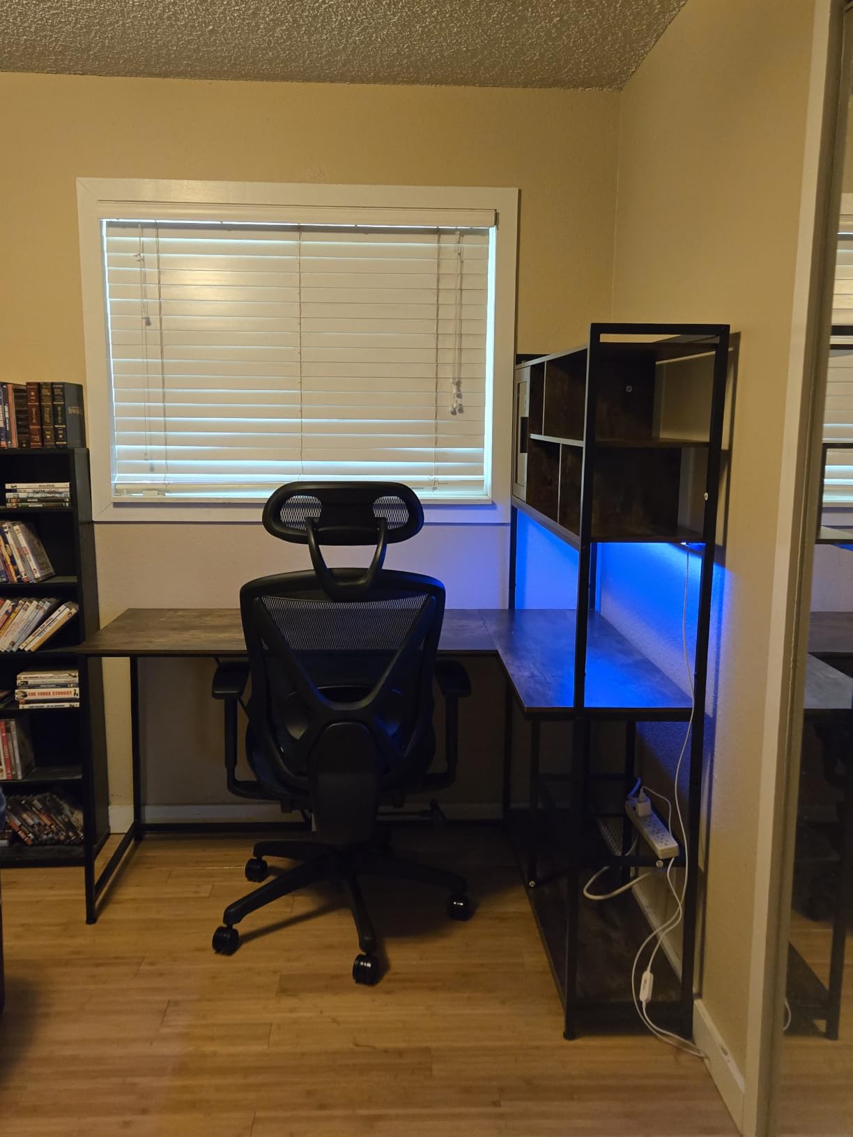 SEDETA L Shaped Computer Desk with Storage Shelves and Bookshelf, White | 58 Reversible Office Desk with LED Light, Glass Door Cubby, L Shaped Corner Desk for Gaming, Two Monitors, Small Space customer photo 1