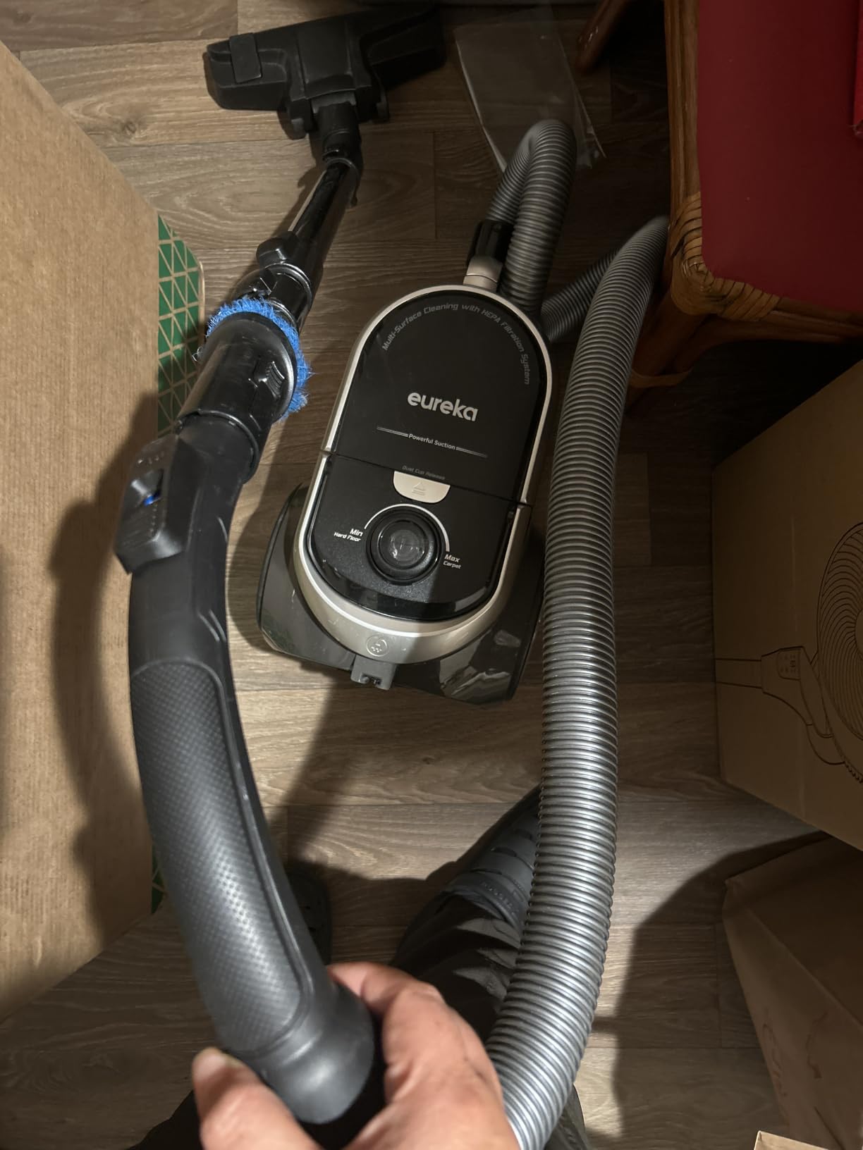 Eureka Bagless Canister Vacuum Cleaner, Vacuum for Hardwood Floor, Carpet | NEN180 WhirlWind, Lightweight, 1000W, HEPA, Auto Cord Rewind, 2-in-1 Vac for Hard Floors, Carpets, & Pet Hair customer photo 1