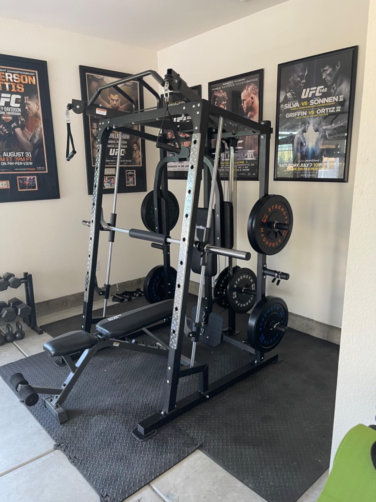 SunHome Smith Machine, 2000LBS Power Cage Squat Rack with Smith Bar, LAT Pull-Down Systems, Cable Crossover Machine for Home Gym customer photo 1
