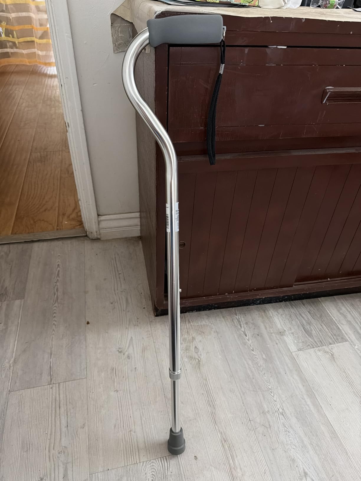 Medline Aluminum-Chrome Offset Walking Cane, Adjusts 29-38