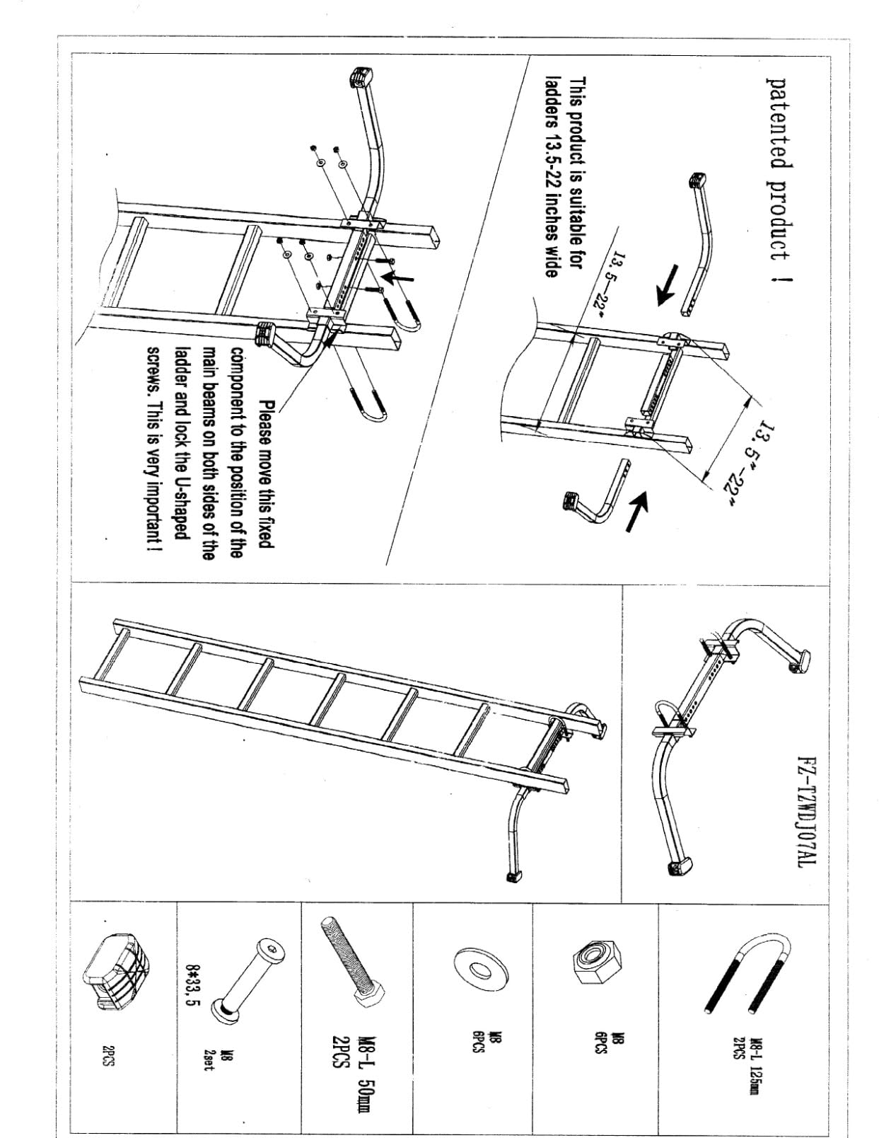 Ladder Stabilizer,Heavy Duty Aluminum Extended Ladder Accessory for Roof Gutter Guard Cleaning Tools,Ladder Stand-Off Wing Span/Wall Ladder Hooks with Non-Slip Rubber Bottom pad.(Patent) customer photo 2