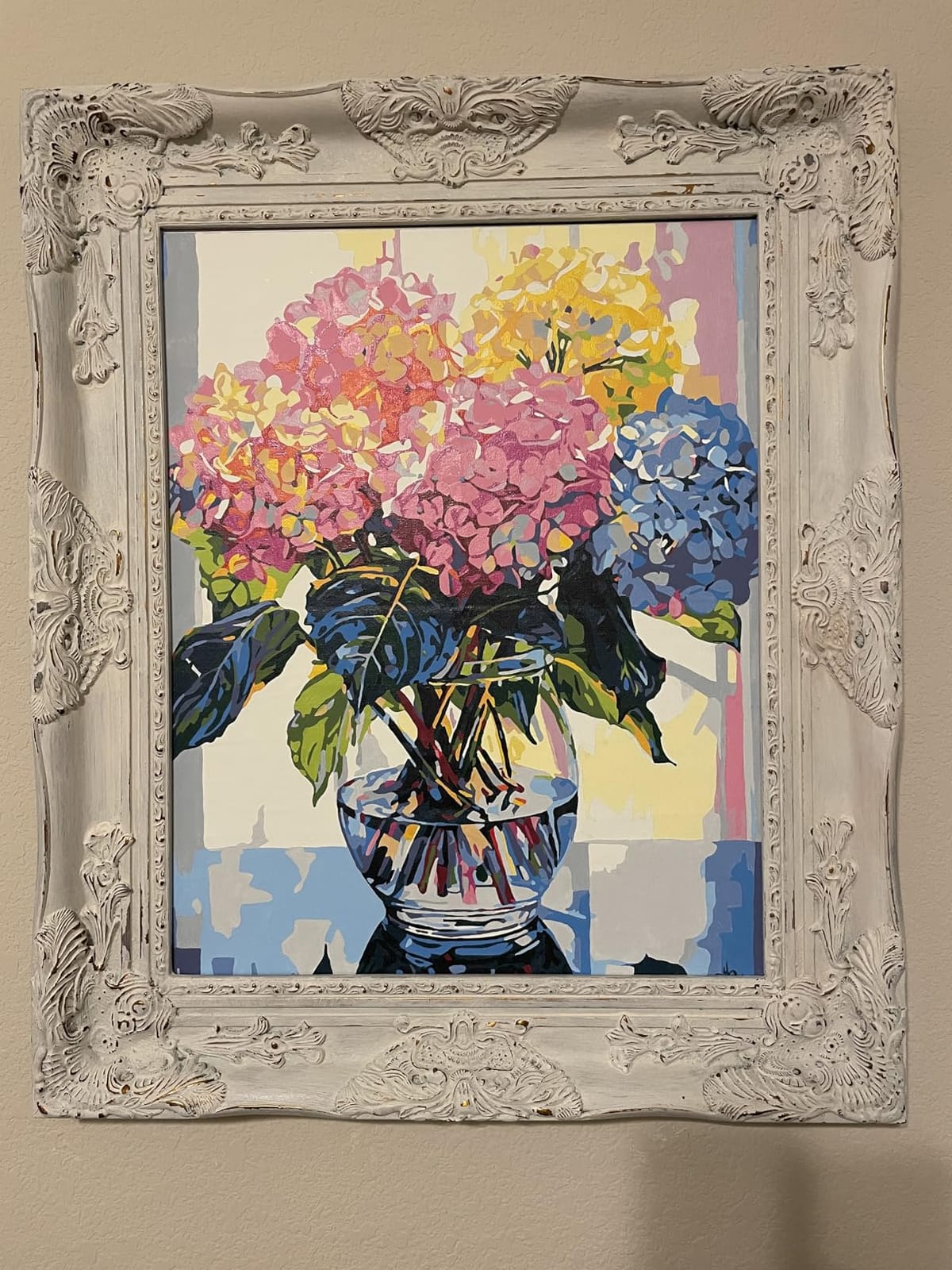 Tucocoo Hydrangea in Glass Vase Window Landscape Paint by Numbers for Adults Beautiful Flower DIY Paint by Numbers Acrylic Paint Canvas Colorful Flowers Painting Kits Art 16x20 Inch (Without Frame) customer photo 2