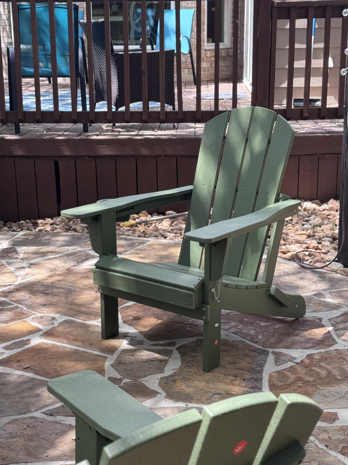 Folding Adjustable Adirondack Chairs Set of 2, Cup Holders, Blue | Adirondack Chair with 3 Recline Positions, All Weather HDPE Outdoor Adirondack Fire Pit Chairs for Balcony Porch Deck Garden customer photo 1