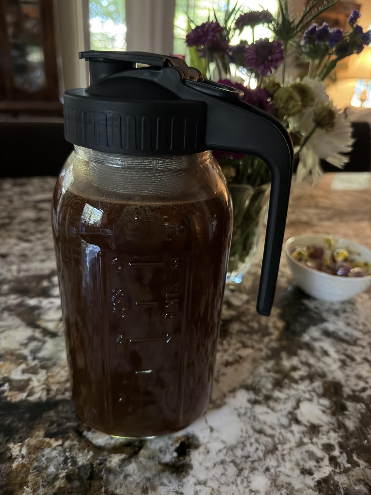 Cold Brew Coffee Maker, 64 oz Mason Jar Pitcher with Stainless Steel Filter, Pour Spout Handle Lid, Airtight & Leak-Proof for Iced Coffee,Tea & Lemonade customer photo 2
