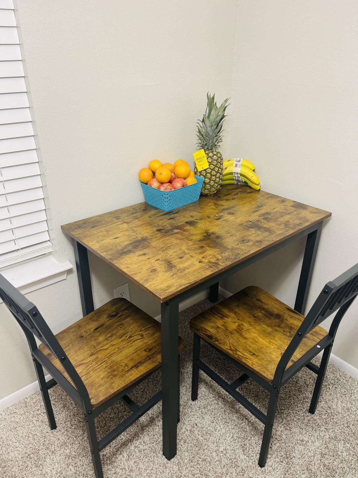 AWQM 3 Piece Dining Table, Small Kitchen Table Set for 2 with Chairs (Brown) customer photo 1