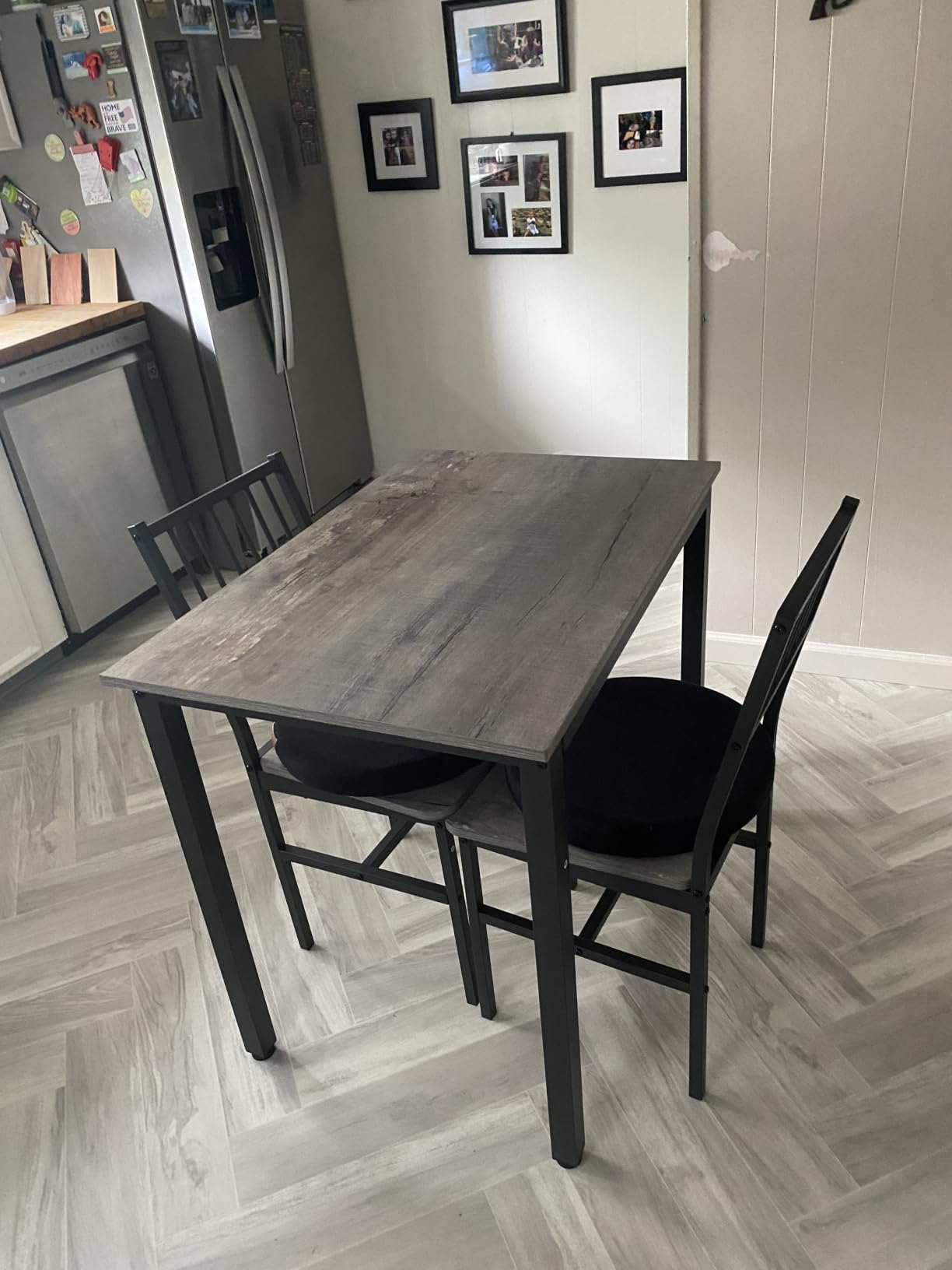 AWQM 3 Piece Dining Table, Small Kitchen Table Set for 2 with Chairs (Brown) customer photo 2