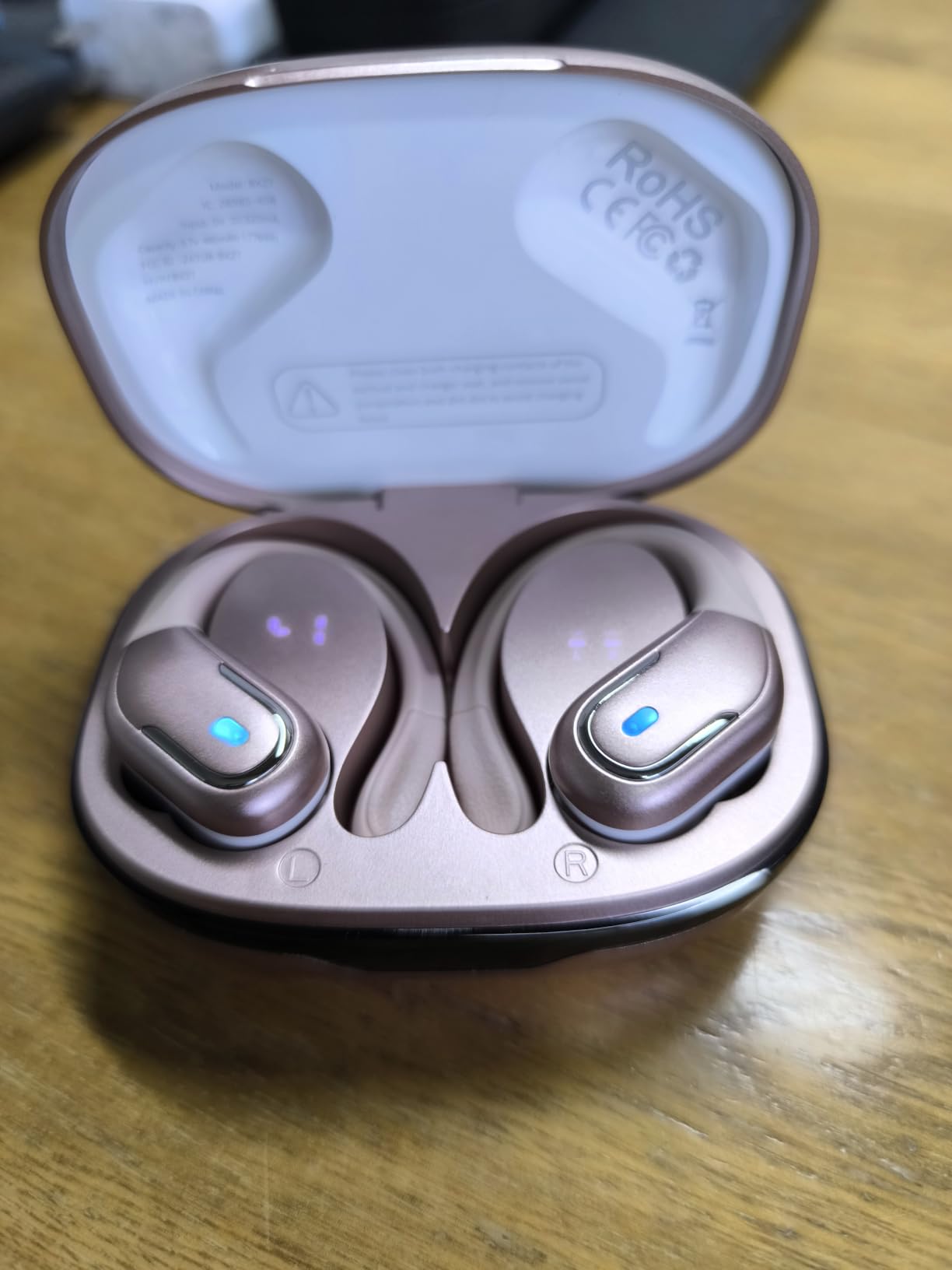 Wireless Earbud, 75H Bluetooth 5.4 Headphones Sport IP7 Waterproof, Running Wireless Earphones with ENC Noise Canceling Mic, 3D Bass Over Ear bud with Earhooks for Android, iOS, Workout, Gym, Rosegold customer photo 1