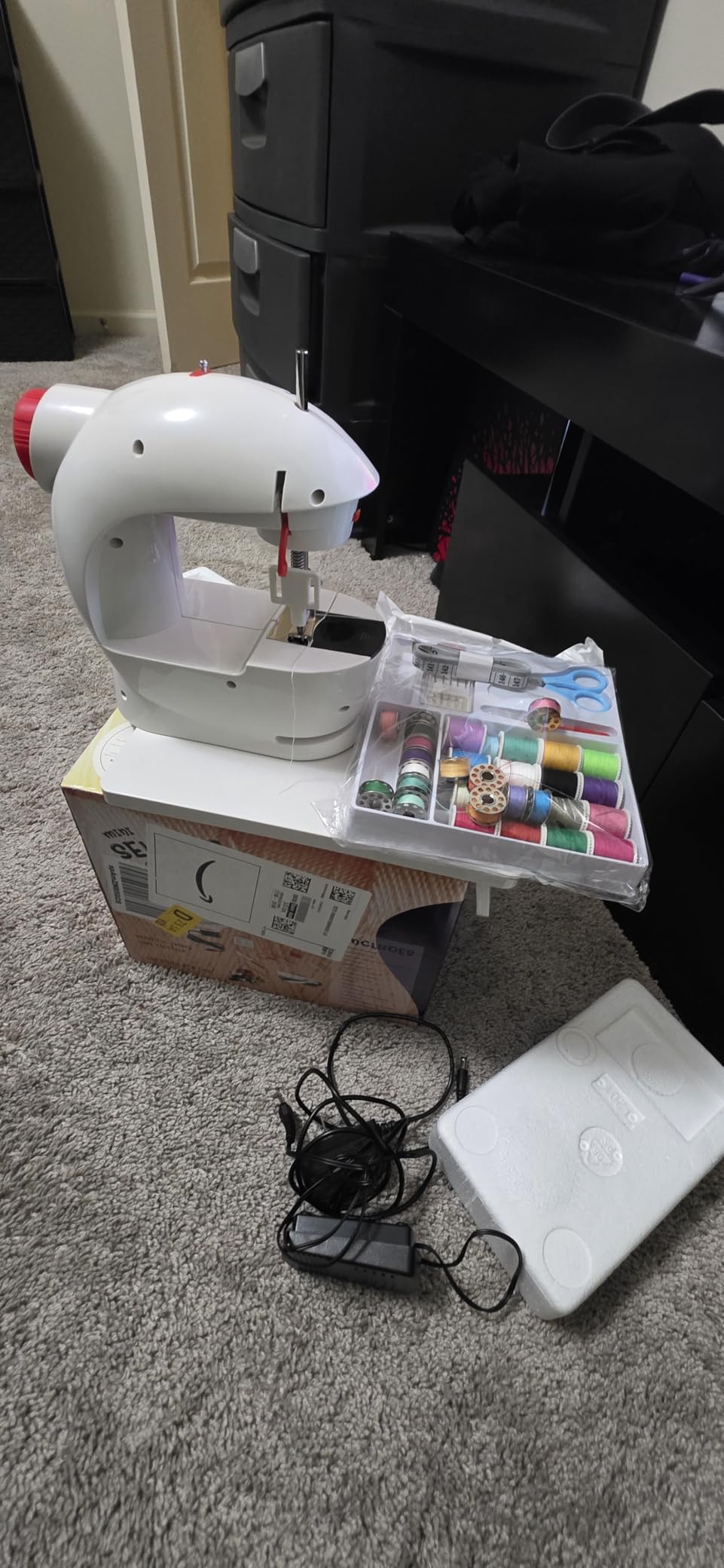 Hearth & Harbor Mini Sewing Machine for Beginners, Dual Speed Small Portable Sewing Machine for Kids and Adults with Extension Table, 48 Piece Gift Set Includes, Pedal, Projects Book and More, Red customer photo 1