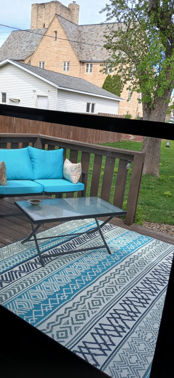 MontVoo Outdoor Rug Carpet Waterproof-Patio Rug Mat 5x8 Reversible RV Outdoor Camping Rugs Picnic Beach Mats Plastic Straw Outside Rugs for Balcony Porch Pool Deck Boho Patio Decor customer photo 1