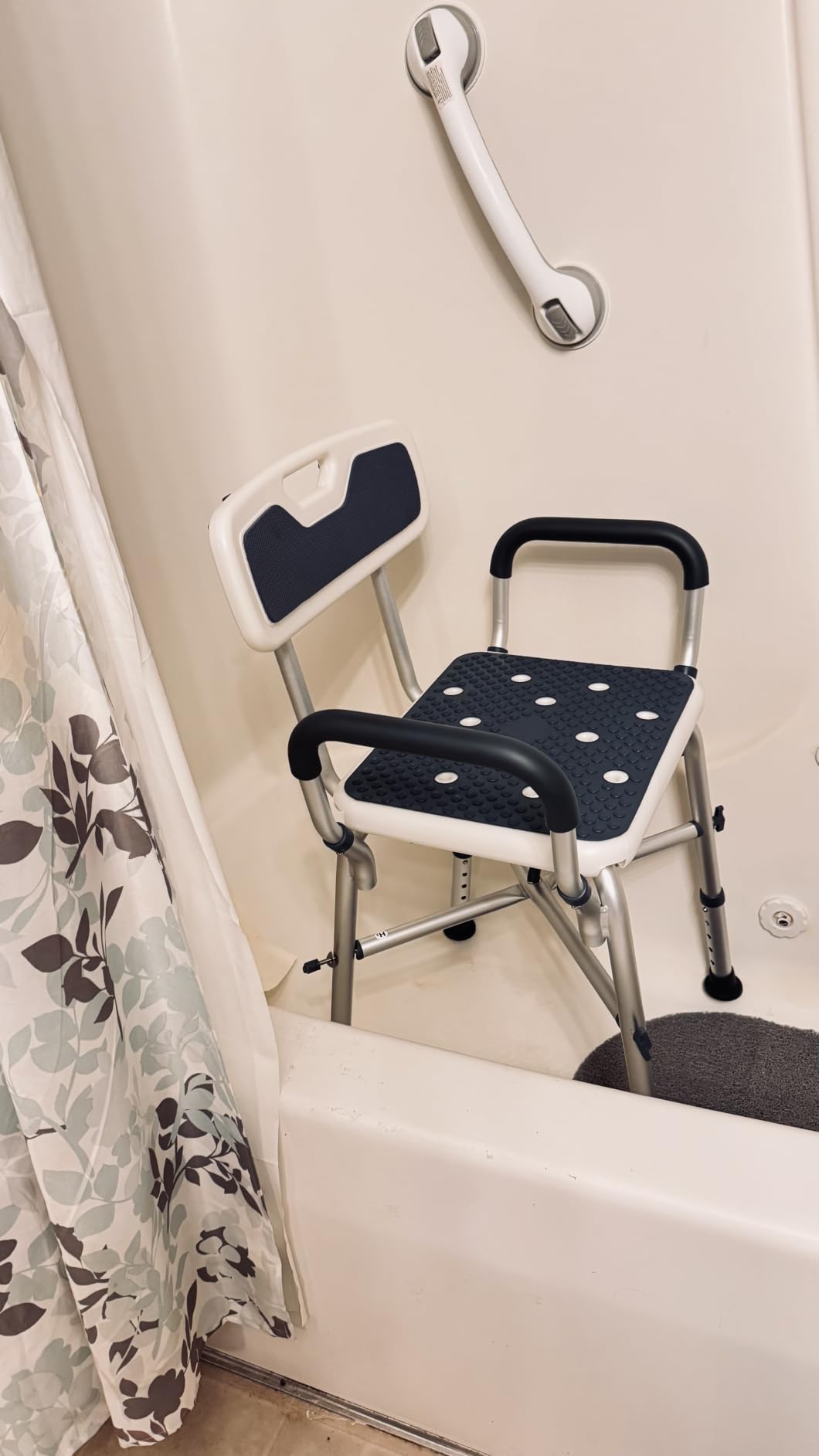 PELEGON Shower Chair for Elderly and Disabled (450lb) with Padded Armrests and Back, Adjustable Height Shower Seat customer photo 1