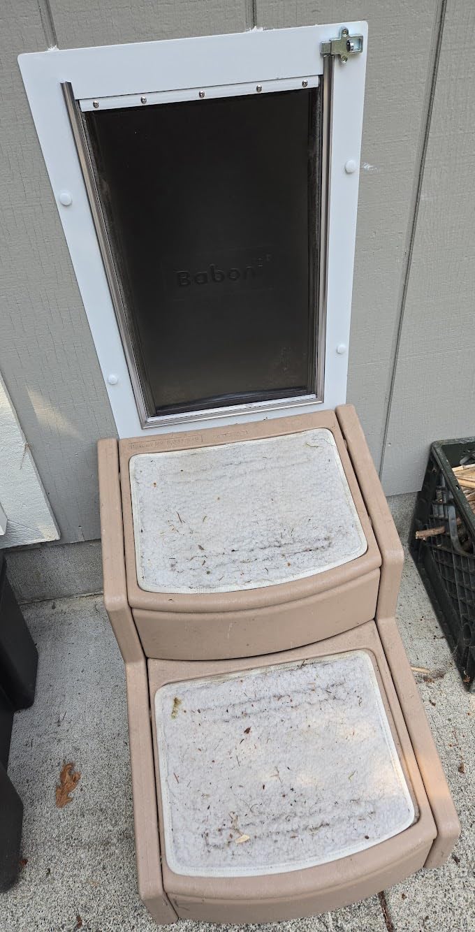 Baboni Pet Door for Wall, 3-Flap, Steel Frame and Telescoping Tunnel, Aluminum Lock, Double Flap Dog Door and Cat Door, Strong and Durable (Pets Up to 100 Lb) -Large customer photo 1