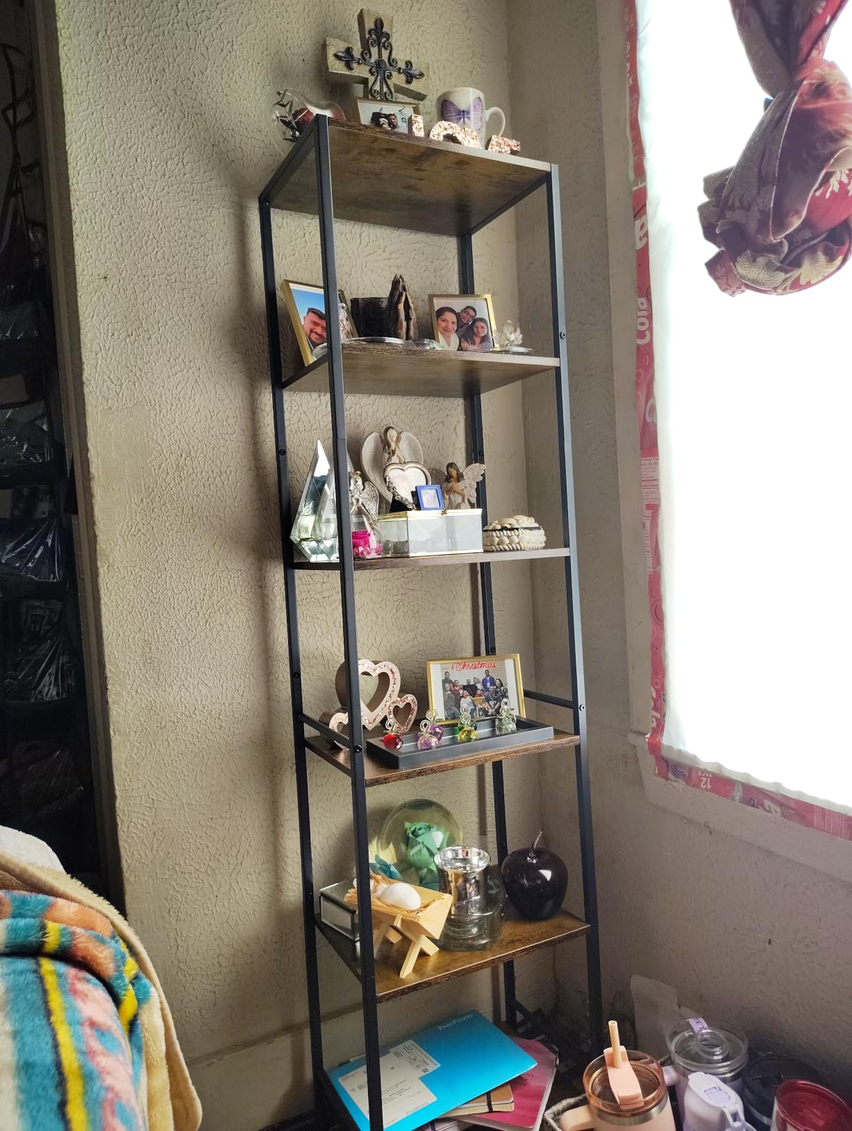 Furologee 6 Tier Bookshelf, Tall Narrow Bookcase, Rustic Brown | 59.6'' Tall Industrial Display Shelf, Freestanding Units for Bedroom, Living Room, Office, Bathroom, Holds 30lbs per tier customer photo 2