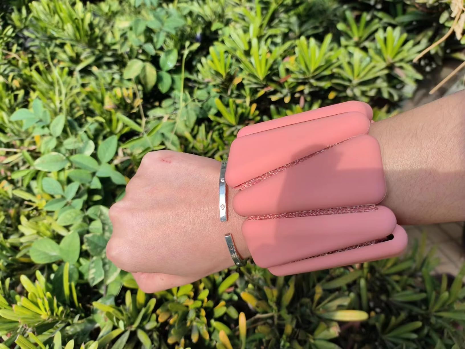 Pilates Wrist & Ankle Weights | Adjustable Weighted Bangles | 1LB/2LB Each | Pilates and walking weights for women, set of 2 with a color-coordinated design and matching mesh pouch for at-home workouts customer photo 1