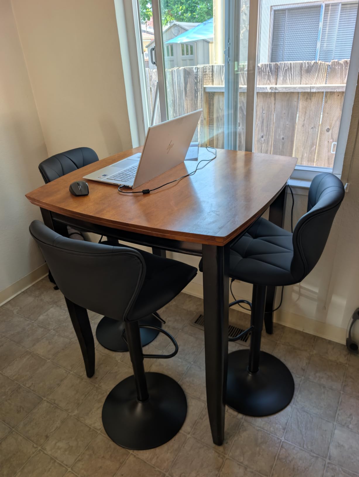 Nalupatio Modern Bar Stools Set of 2, Adjustable Faux Leather Upholstered Swivel Bar Stools, Counter Height Bar Chairs with Back for Kitchen Island, Black customer photo 1