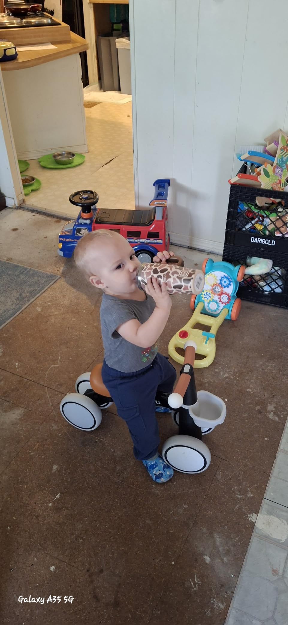 Umatoll Baby Balance Bike Toy for 1 Year Old Boy Girl, First Birthday Gift | 12-24 Months Toddler First Ride on Toys, Colorful Lighting Rear Wheels, Adjustable Seat Baby Walker, Basket customer photo 2