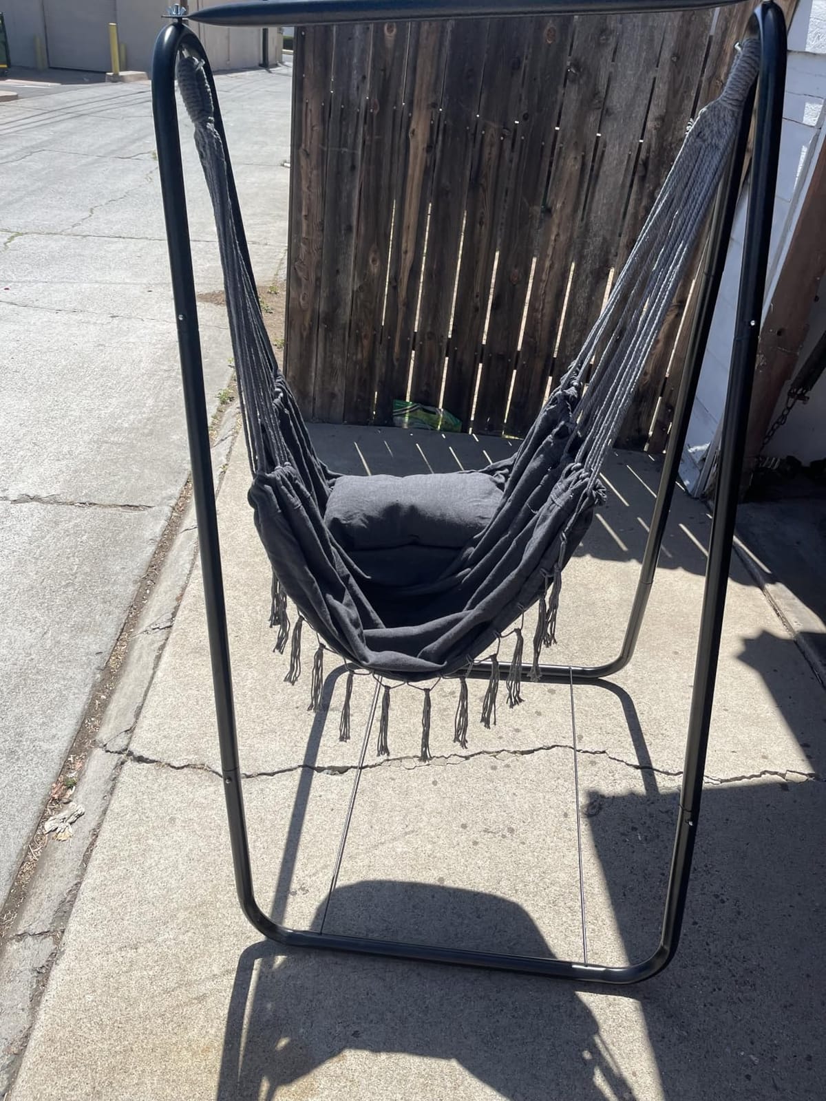 G TALECO GEAR Hammock Chair with Stand, Heavy Duty A-Frame | Beam Design, Square Support Base, Rustproof Swing Stand with Chiar for Indoor Outdoor Patio Yard Garden Porch (Grey) customer photo 2