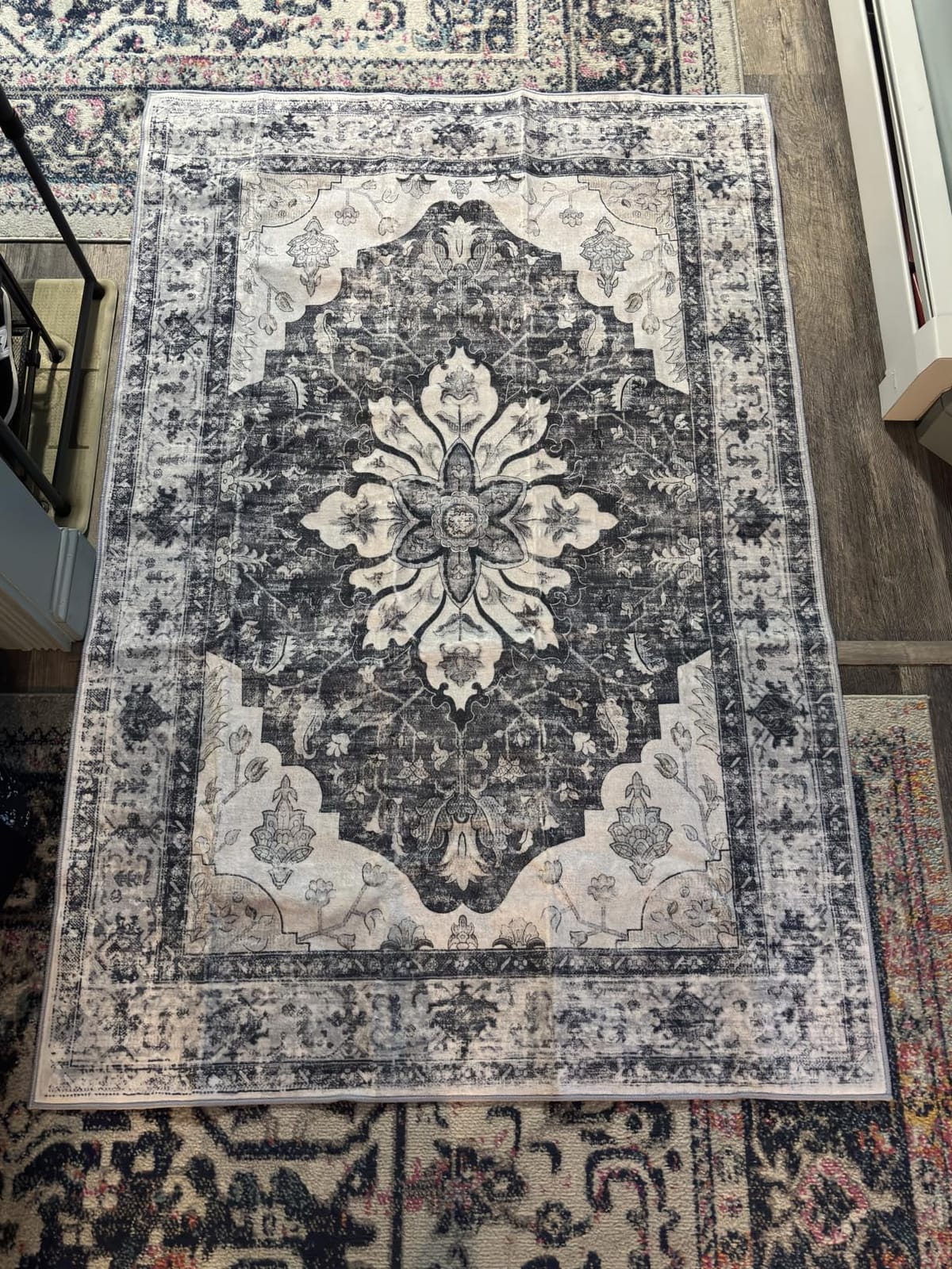 RELEANY Washable Area Rug, 5'x7', Brick/Brown/Green | Non-Slip, Water Repellent, Pet Friendly, Easy to Clean, Vintage Floral Boho Decor for Living Room Bedroom Dining Room Office customer photo 1