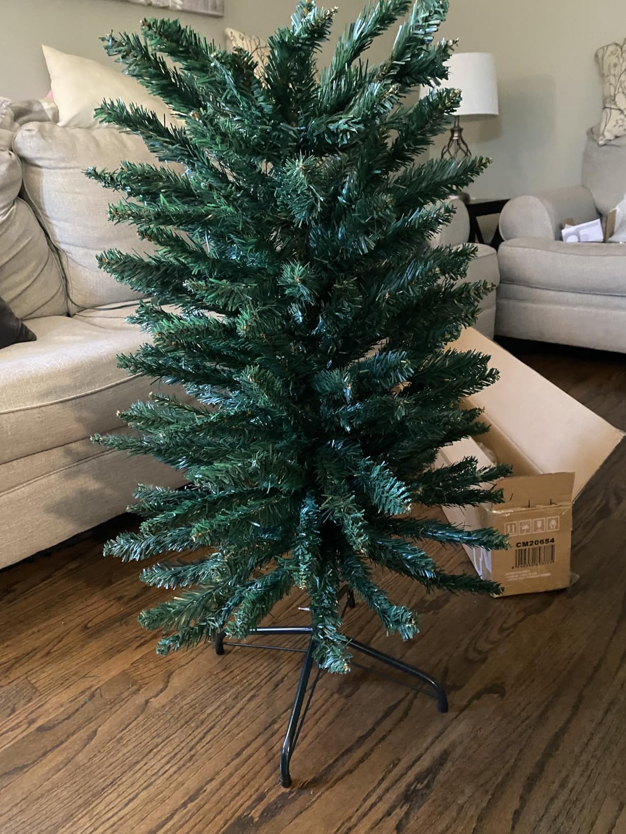 Goplus 5ft Slim Pencil Christmas Tree, Artificial Unlit Skinny Xmas Tree with 220 Branch Tips, Sturdy Metal Stand, for Home Office Decor customer photo 1