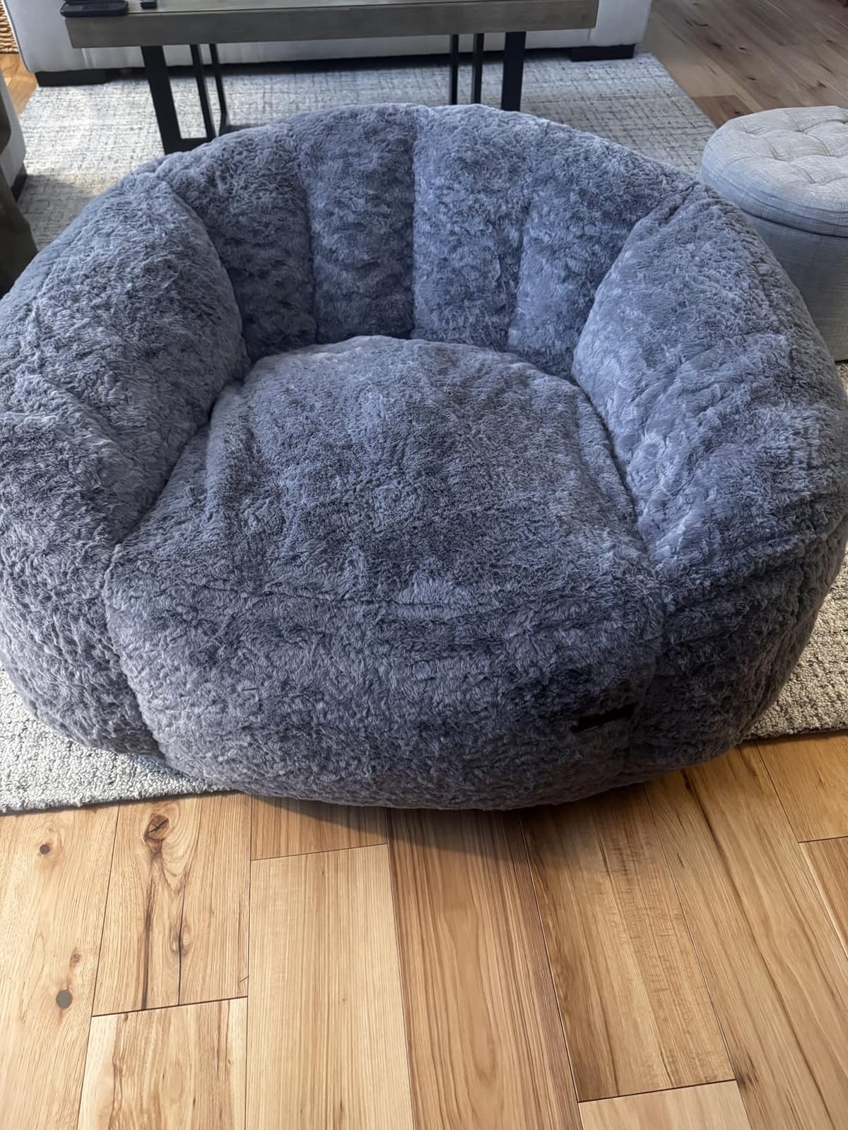 MAXYOYO Giant Bean Bag Chair for Adults, Oversized Shell Shape Bean Bag | Faux Fur Large Chair with Filler, Stuffed Big Lounge Floor Sofa for Bedroom Living Room Reading, Beige customer photo 2