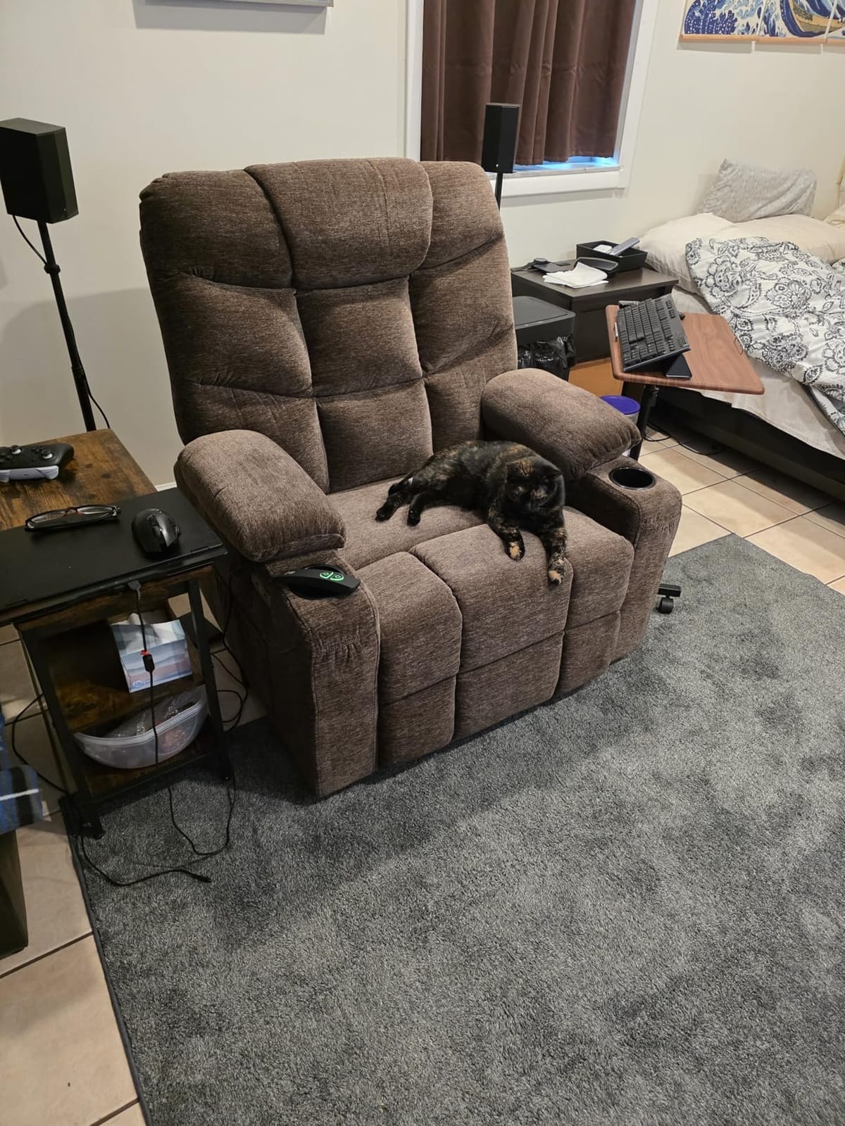 MCombo Oversized Power Lift Recliner Chair with Extended Footrest, Extra Wide for Big and Tall Elderly People, Fabric R7289 (Navy Blue, Medium-Wide) | Assist with Standing, 150° Recline, 26