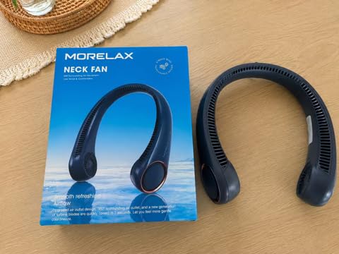 Morelax Neck Fan, USB Rechargeable Personal Fan,Hand Free Bladeless Portable Fans,4000 mAh, 3 Speeds,72 Air Faster softer 360° Cooling, Ultra Quiet,Gift Suitable for Home, Office, Travel, Sports customer photo 2