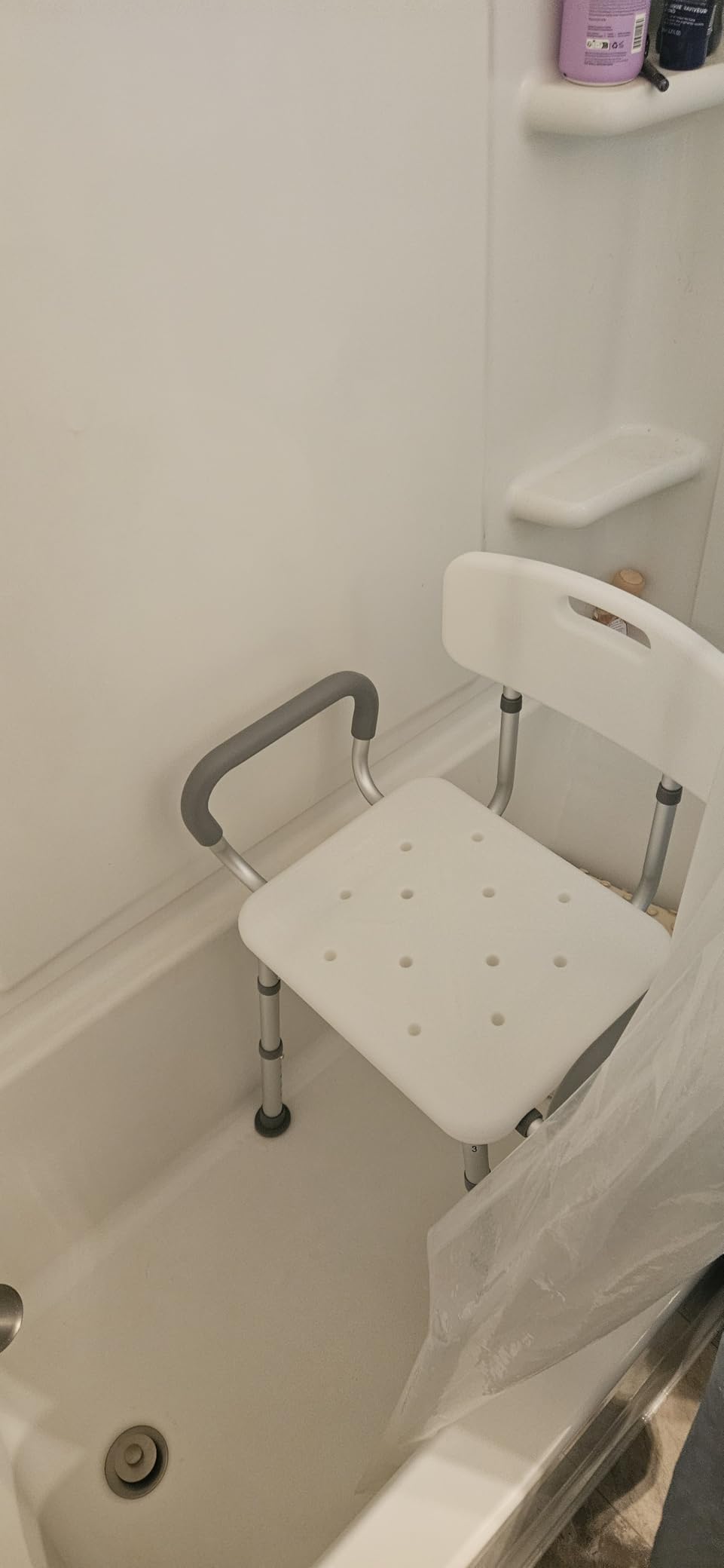 HOMLAND Shower Chair for Inside Shower with Padded Armrests and Back, Height Adjustable, Heavy Duty Shower Seat for Bathtub customer photo 1