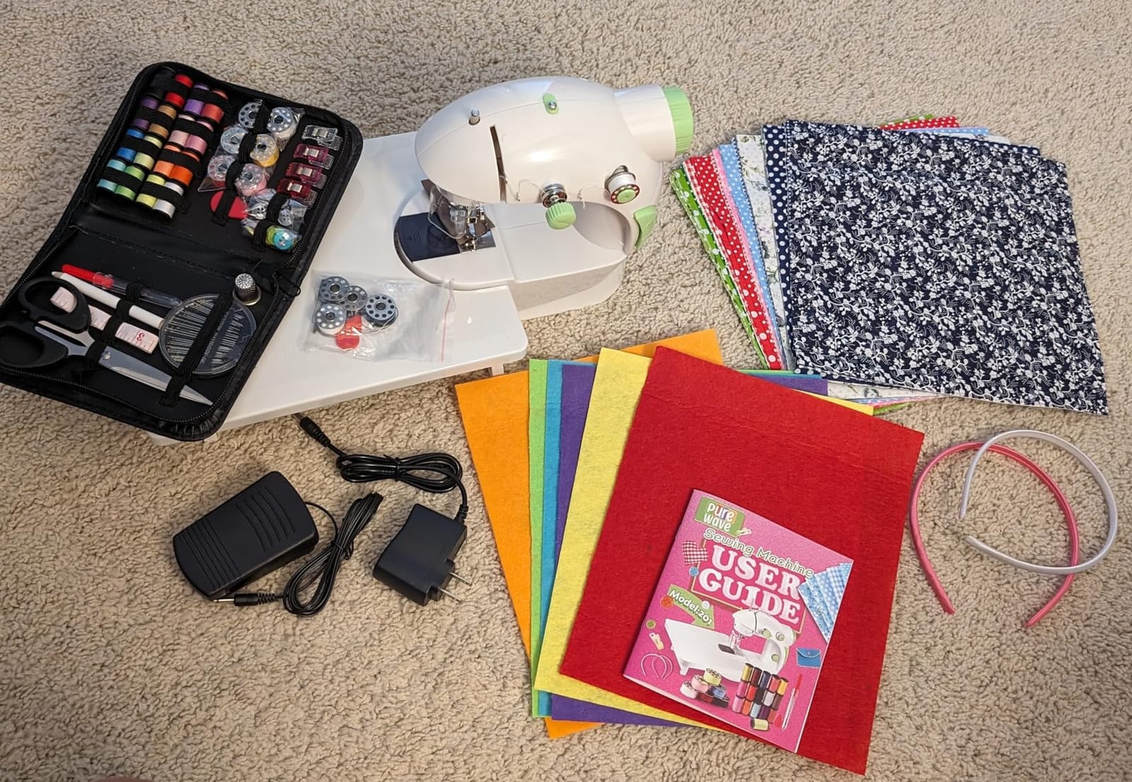 Mini Sewing Machine with 123 Pcs Sewing Kit for Beginners, Dual Speed Portable Sewing Machine with Light and Finger Guard Suitable for Household, Travel customer photo 2