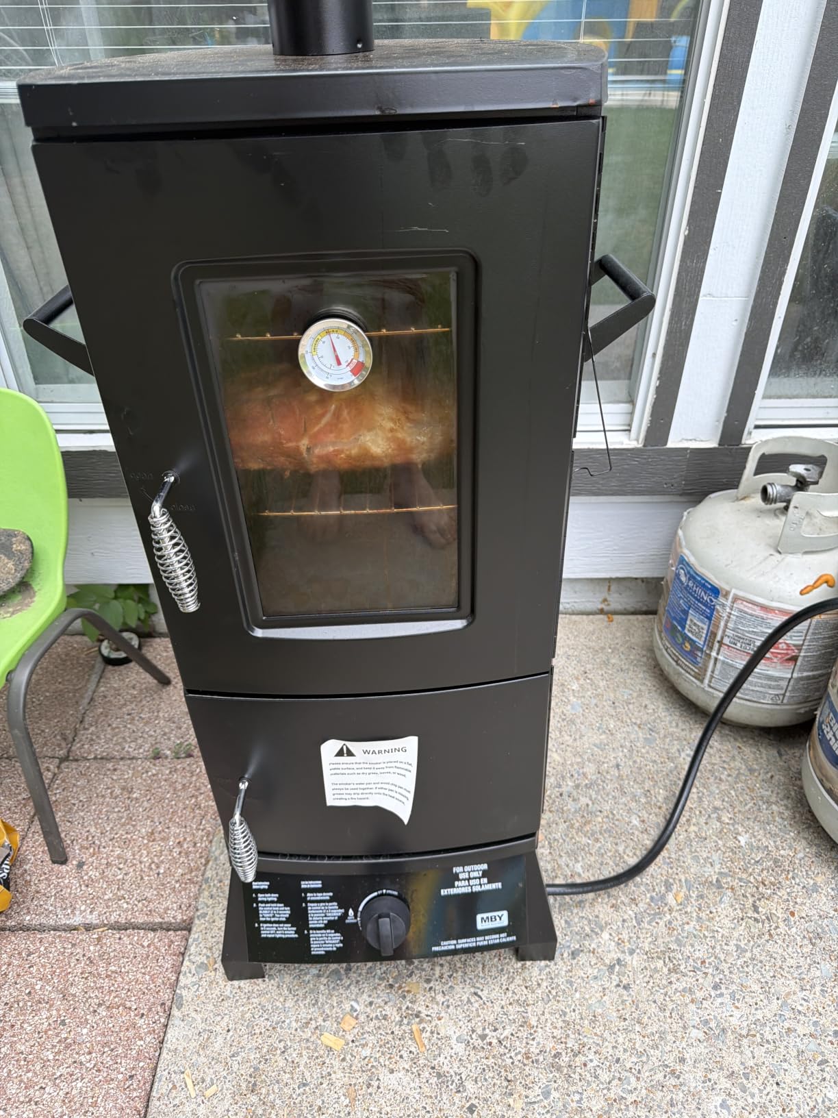 Propane Smoker with Cover, Vertical Meat Gas Smoker Grill Outdoor Heavy Duty 3 Removable Smoking Racks, Black customer photo 2