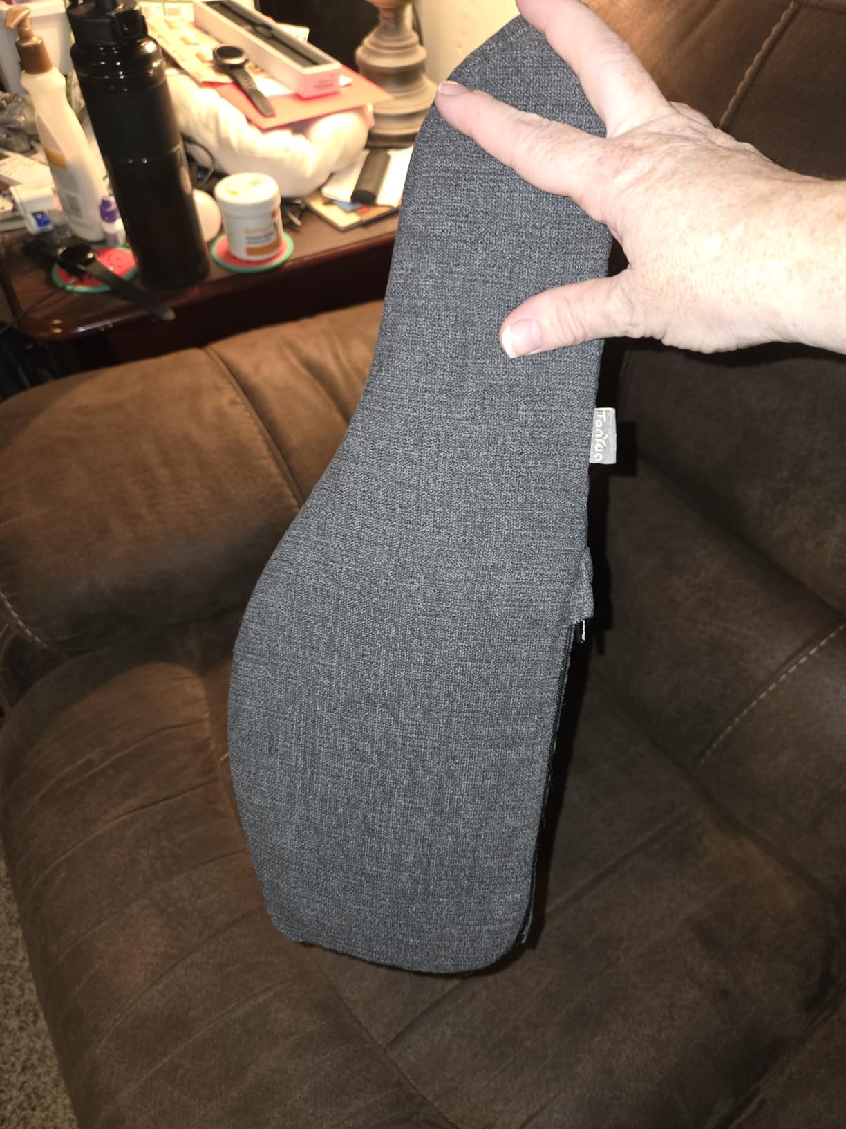Back Support Pillow for Recliner Dual Layer Lumbar Support Pillow with Gel Memory Foam Ergonomic Orthopedic Lumbar Cushions for Elderly Lower Back Pain Relief Washable Cover Dark Grey customer photo 1