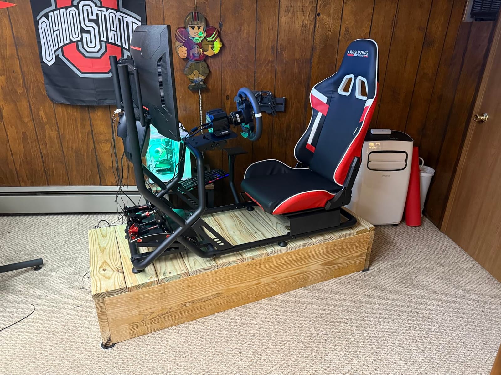 ARES WING Racing Simulator Cockpit with TV Mount, Sim Racing Wheel Stand customer photo 1