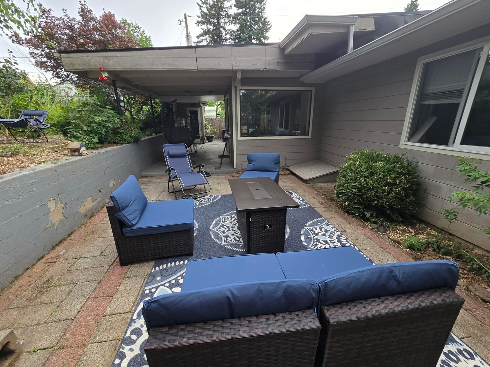 5 Piece Patio Furniture Set with Fire Pit Table, Outdoor Sectional Sofa PE Rattan, Patio Conversation Sets with Cushions for Garden Lawn Balcony Porch Deck Grey customer photo 1