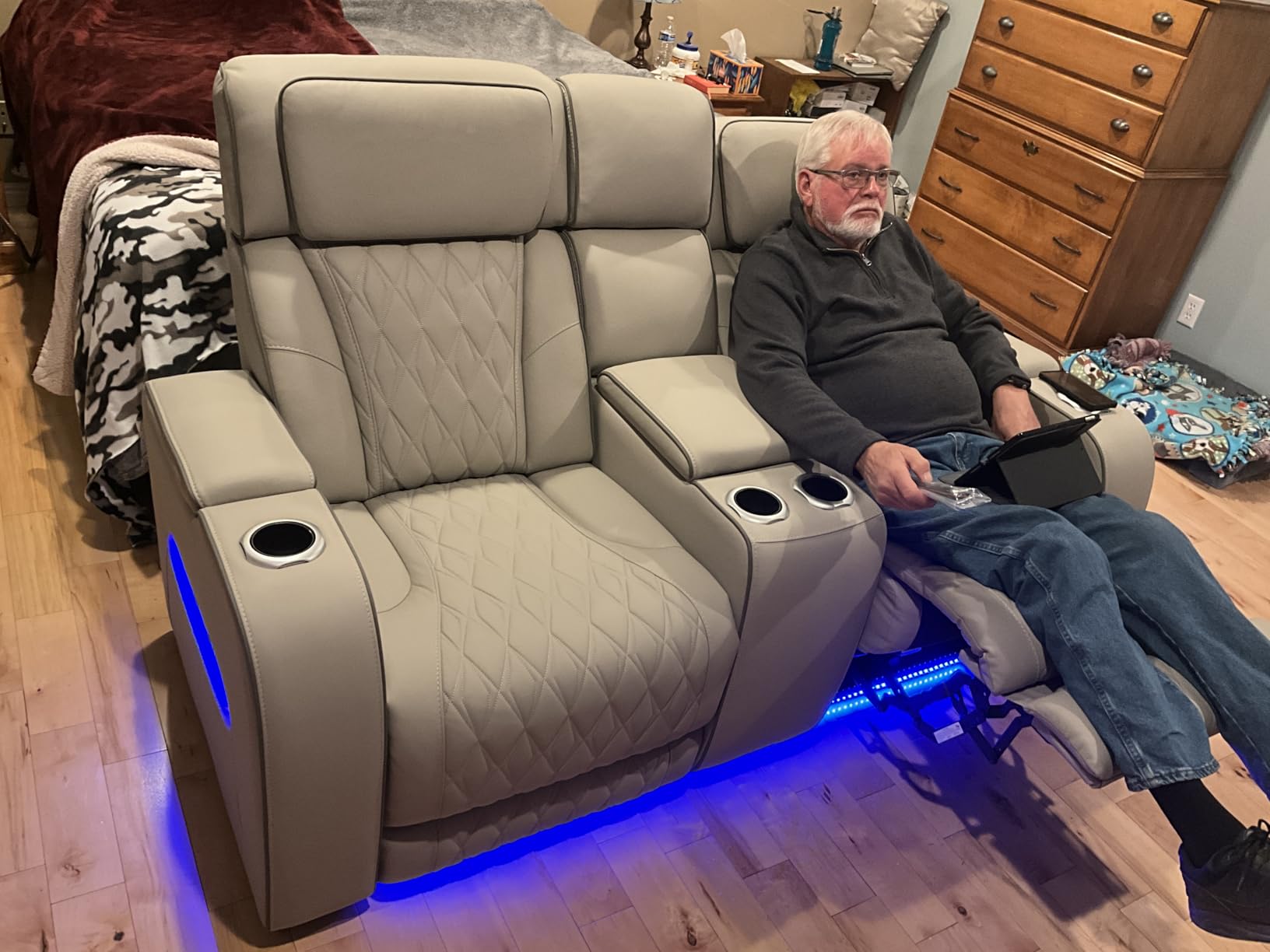 Signature Design by Ashley 3-Seat Power Reclining Sofa, Heat, Massage, Gray customer photo 1