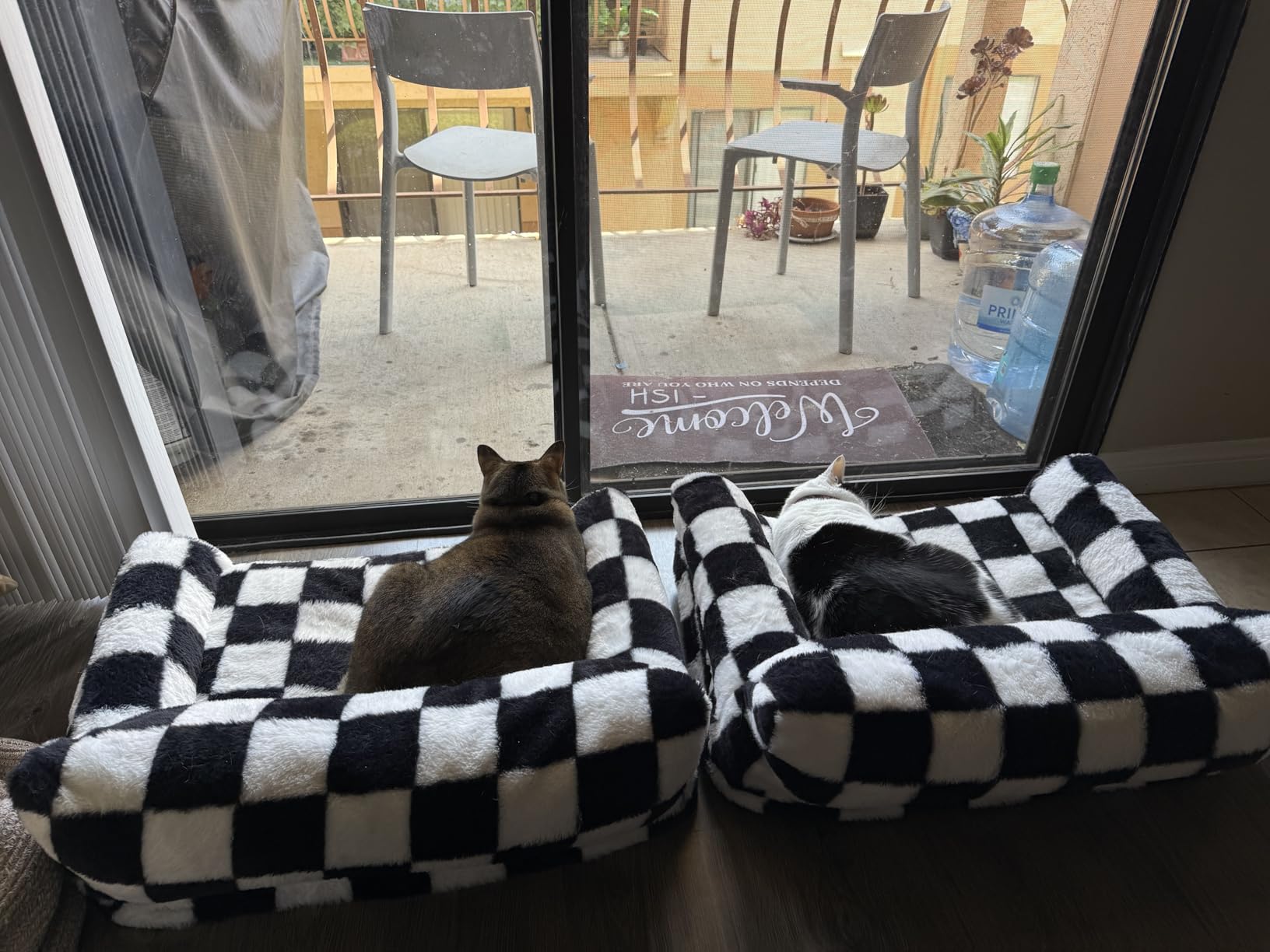 BFPETHOME Cat Couch & Dog Couch Bed, Pet Sofa for Small Pet, Cute Cat Sofa, Checkered Dog Bed with Washable Cover (Black&White) customer photo 1
