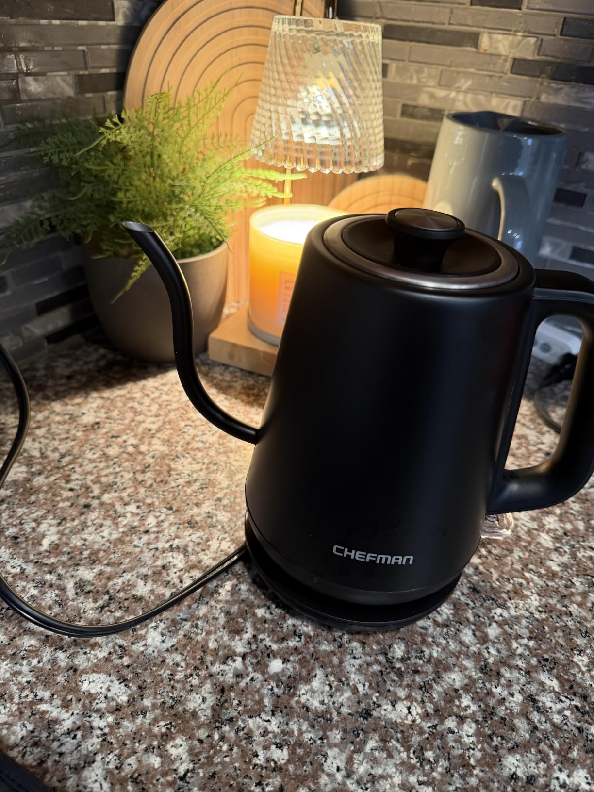 Chefman Gooseneck Electric Kettle, 0.8L Pour Over Tea Kettle for Coffee and Tea, One-Touch Operation, Boil-Dry Protection, Auto Shut-Off, Ultra-Fast Hot Water Boiler - Black customer photo 2
