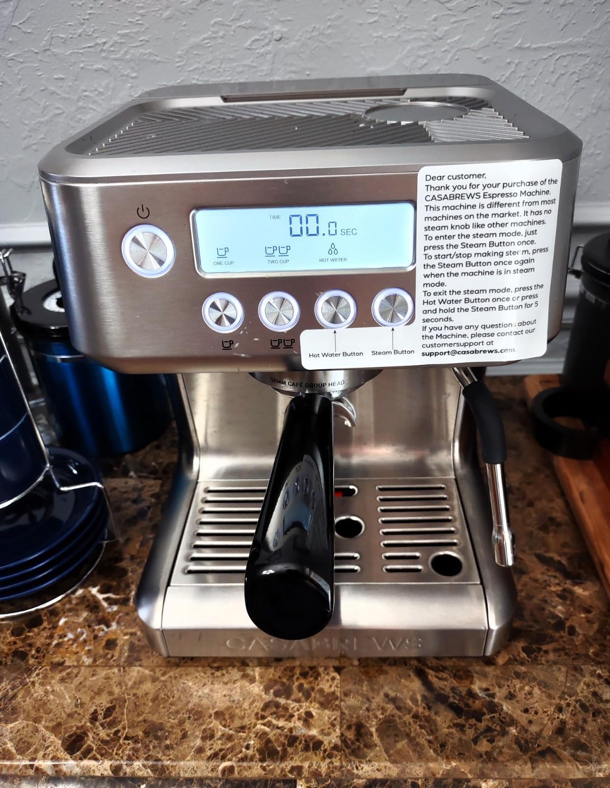 CASABREWS Ultra Espresso Machine, Barista Espresso Maker with Steam Wand, LCD Display, Custom Brew Temp, Latte & Cappuccino Machine, 20-Bar Italian Pump, Powerful Steam Wand, 73oz Removable Tank customer photo 1