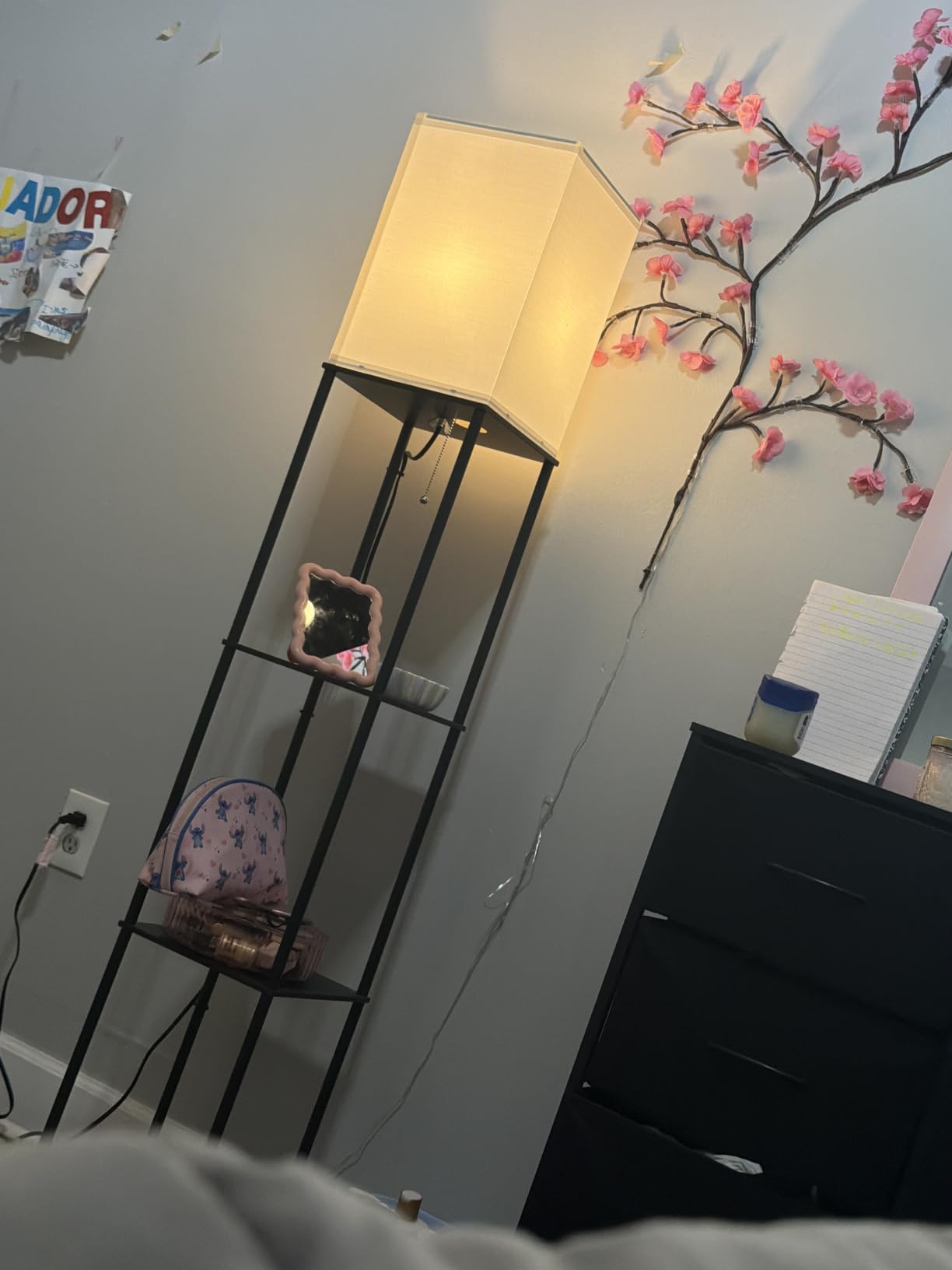 Gupuzm Floor Lamp with Shelves, Modern Square Standing Lamp with 3 Color Temperature Bulb, Corner Display Bookshelf Lamp for Living Room, Bedroom and Office (Black) customer photo 1