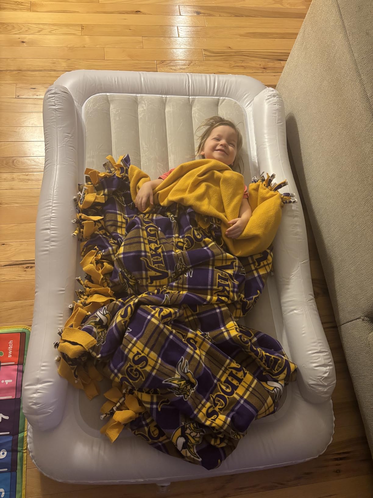 Regalo Inflatable Toddler Travel Bed with Safety Rail Bumpers, Portable Toddler Air Mattress with Pump & Carry Bag, Foldable Kids Bed for Travel, Camping & Sleepovers, Ages 2-5 customer photo 2