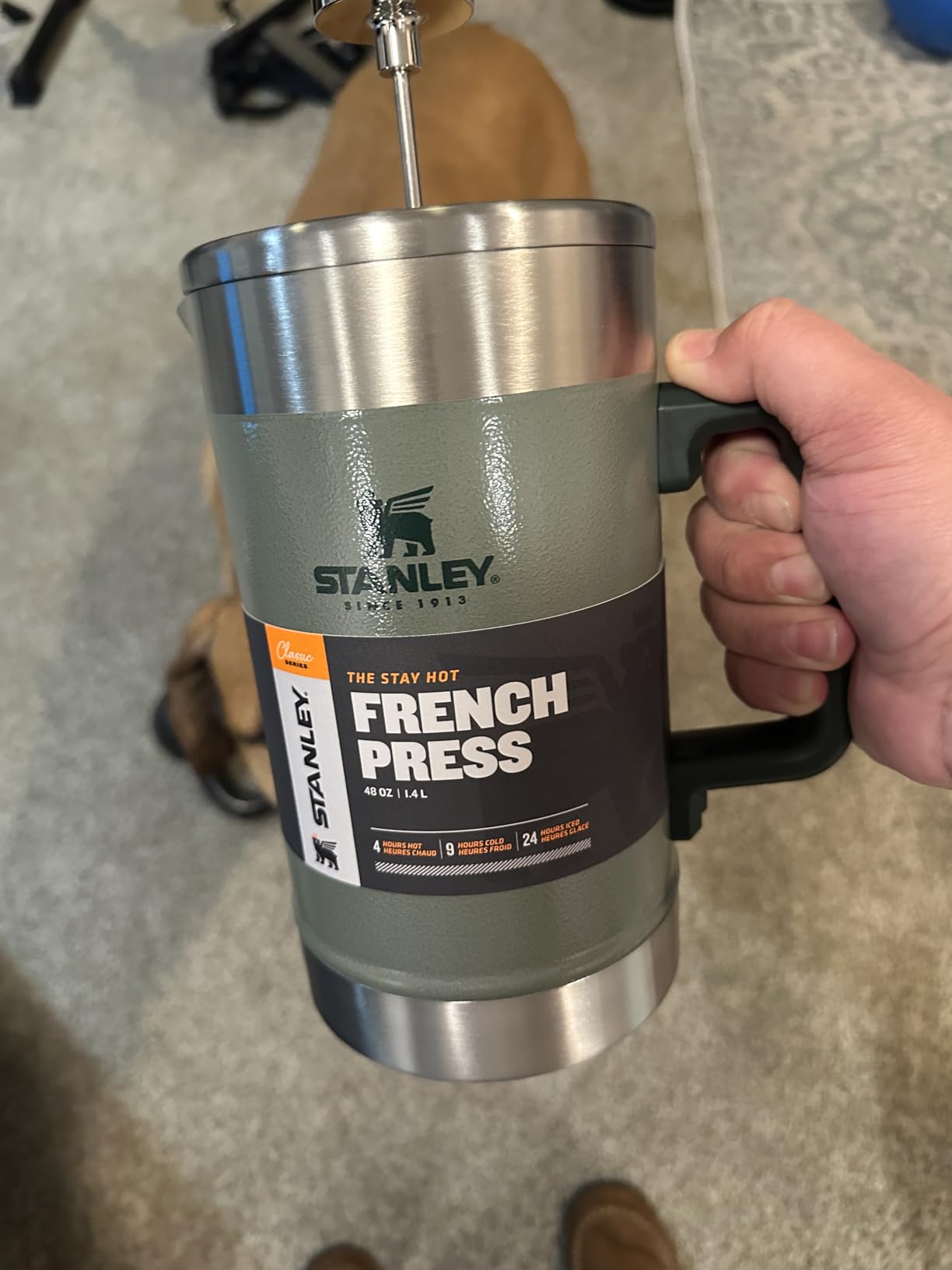 STANLEY Classic Stay-Hot French Press Coffee Maker 48 oz, 5 Minute Brew, 4 Hours Hot, Mesh Filter for Coffee Grounds, Insulated Stainless Steel, BPA-Free, Black 2.0 customer photo 1