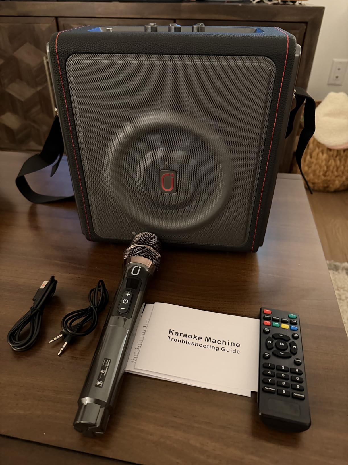 Karaoke Machine for Adults with 2 Wireless Microphones, 200W PA System | Pitch Correction, Bluetooth 5.3, Retro Leather Design, 24H Playtime, TV Connection, TWS Stereo and Live Performance Support customer photo 2